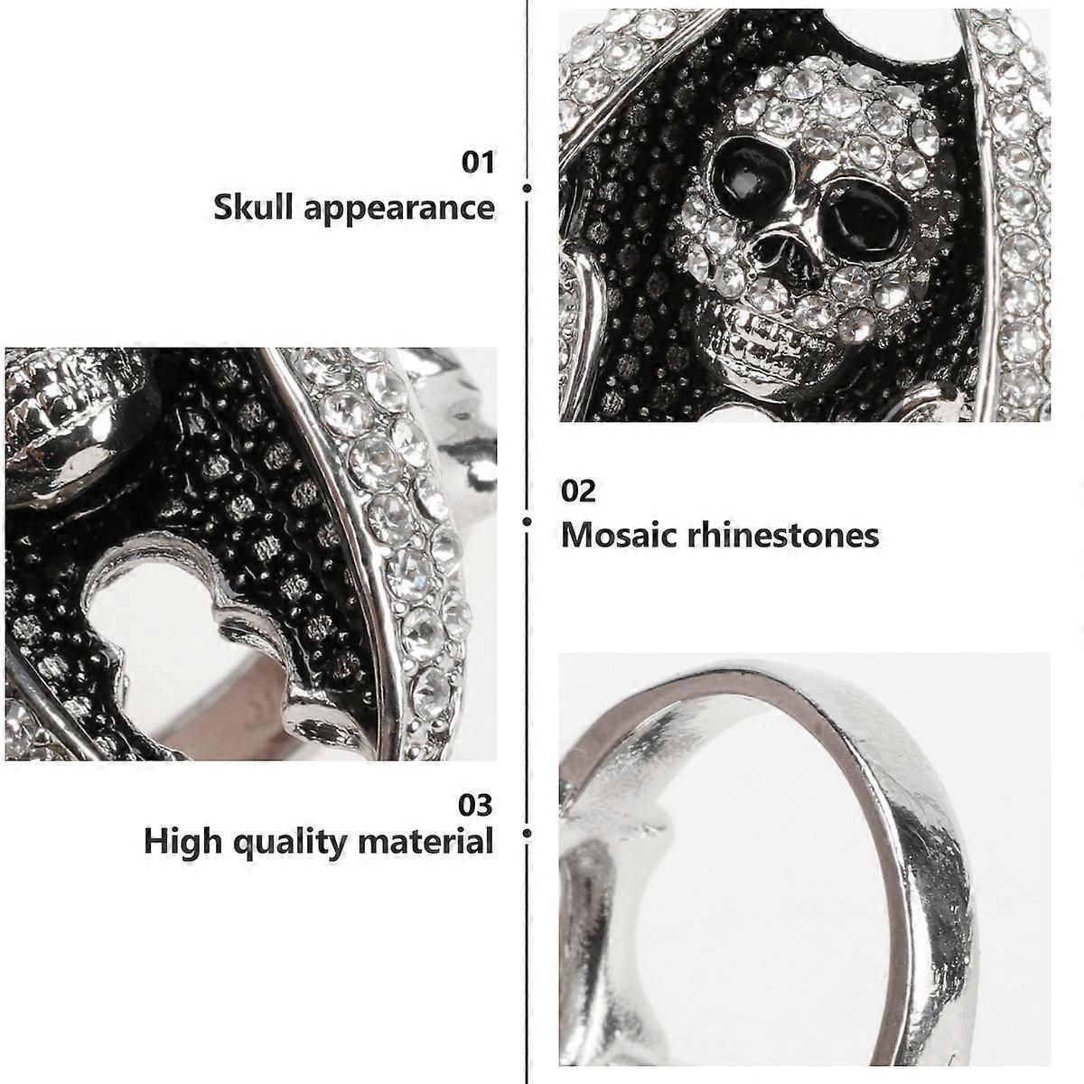 Skull Ring Creative Retro Rings for Decoration Use 2Pcs Stylish Black Design