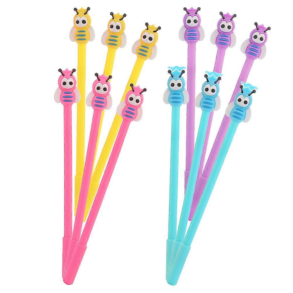 12Pcs Cartoon Bee Shape Writing Pens Ideal For Exam Writing And Office Work Crafted From Plastic And Silicone With Wear Resistance