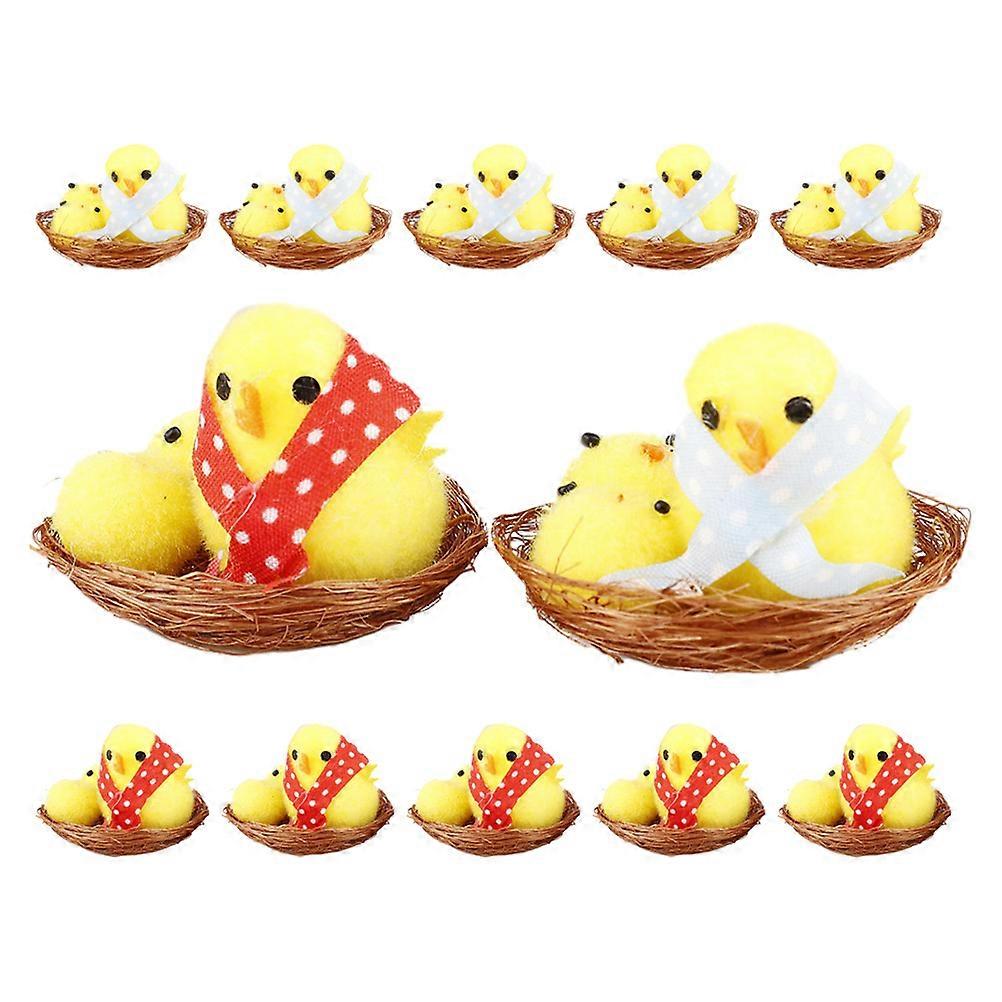Fluffy Easter Chicks Mini Chicken Decorations for 48Pcs Table Decor