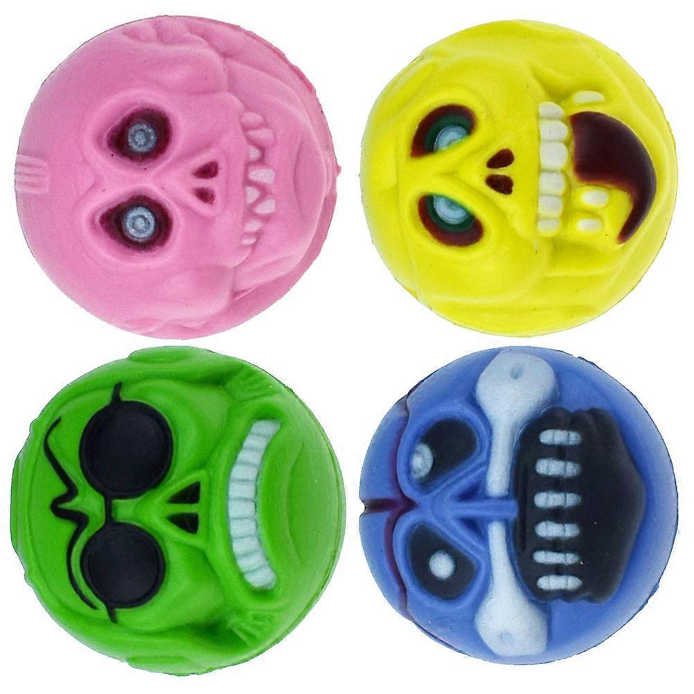 Halloween Props Rubber Elastic Ball for Kids Playing 4Pcs Assorted Color Jumping Balls