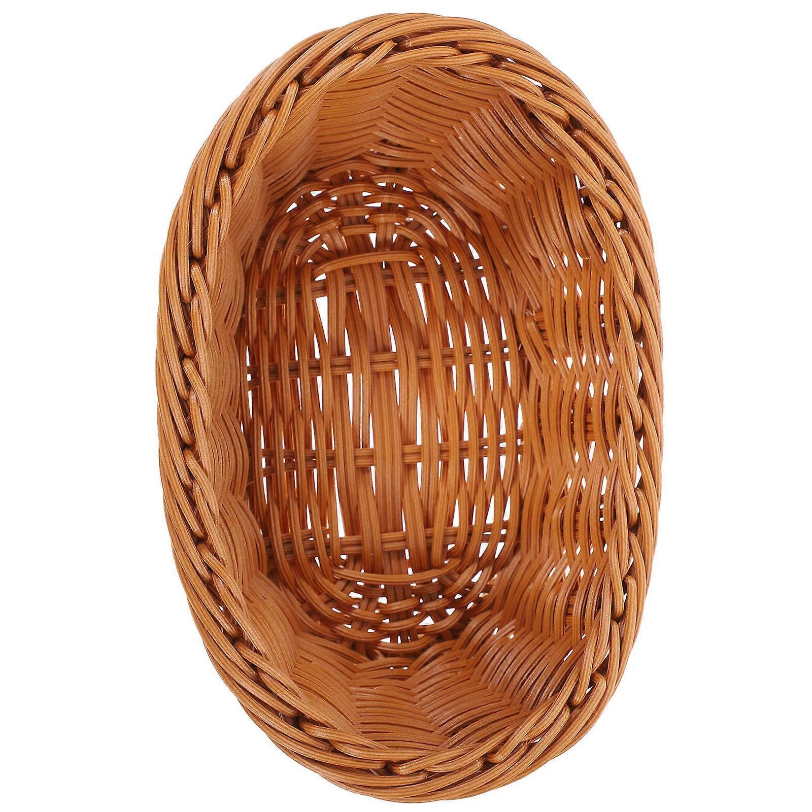 Snacks Serving Basket Kitchen Storage Holder 2Pcs Imitation Rattan