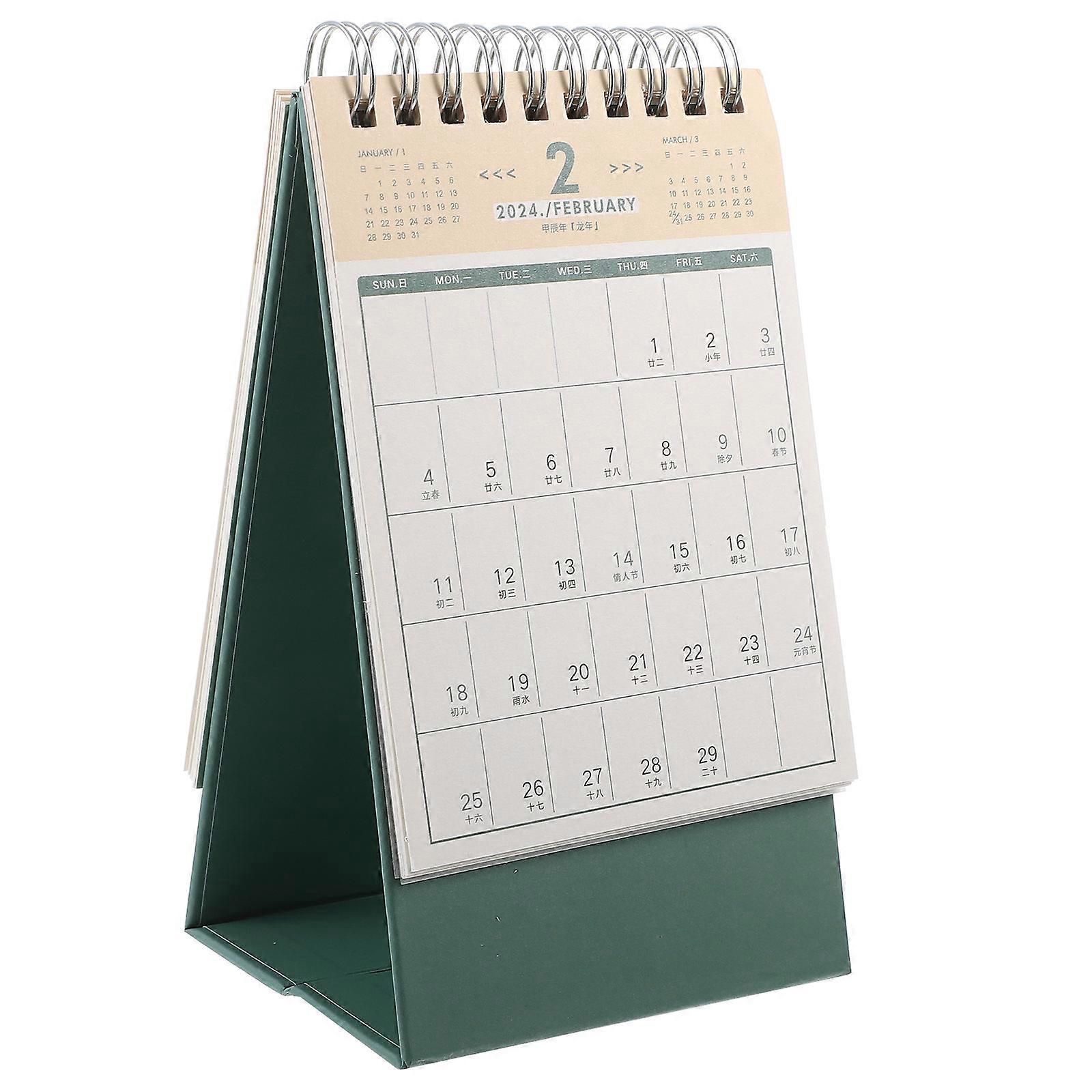 Office Desk Calendar 3Pcs Green 2023 2024 Artistic School Use Schedule Tracking
