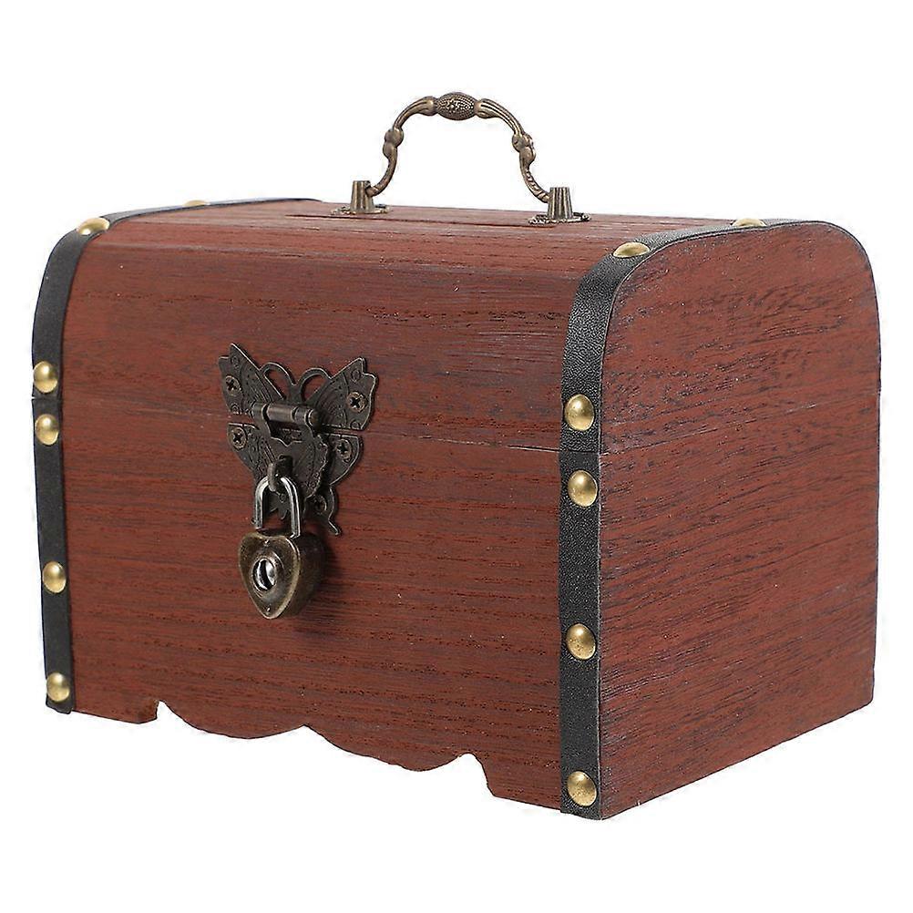 Retro Wooden Treasure Box Chest with Lock 3Pcs for Storage Use
