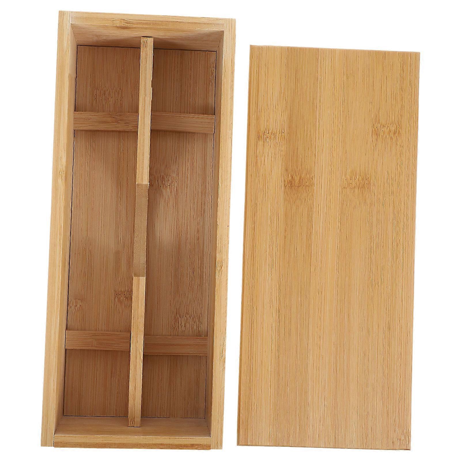 Chopstick Utensil Holder Wooden Box Organizer Home Dining Rectangular 1Pack