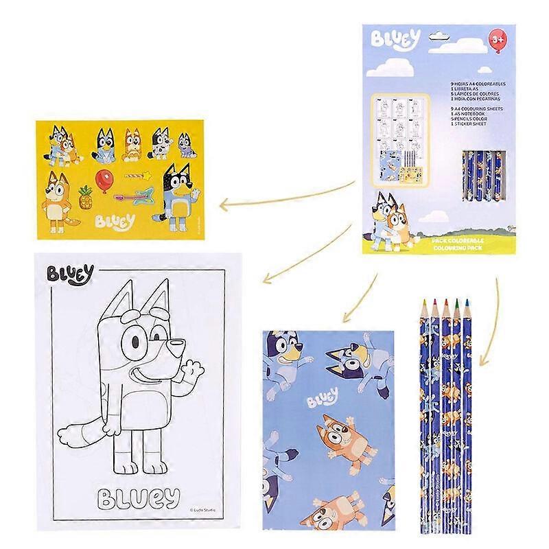 Blue colored stationery set for children, 12 pieces