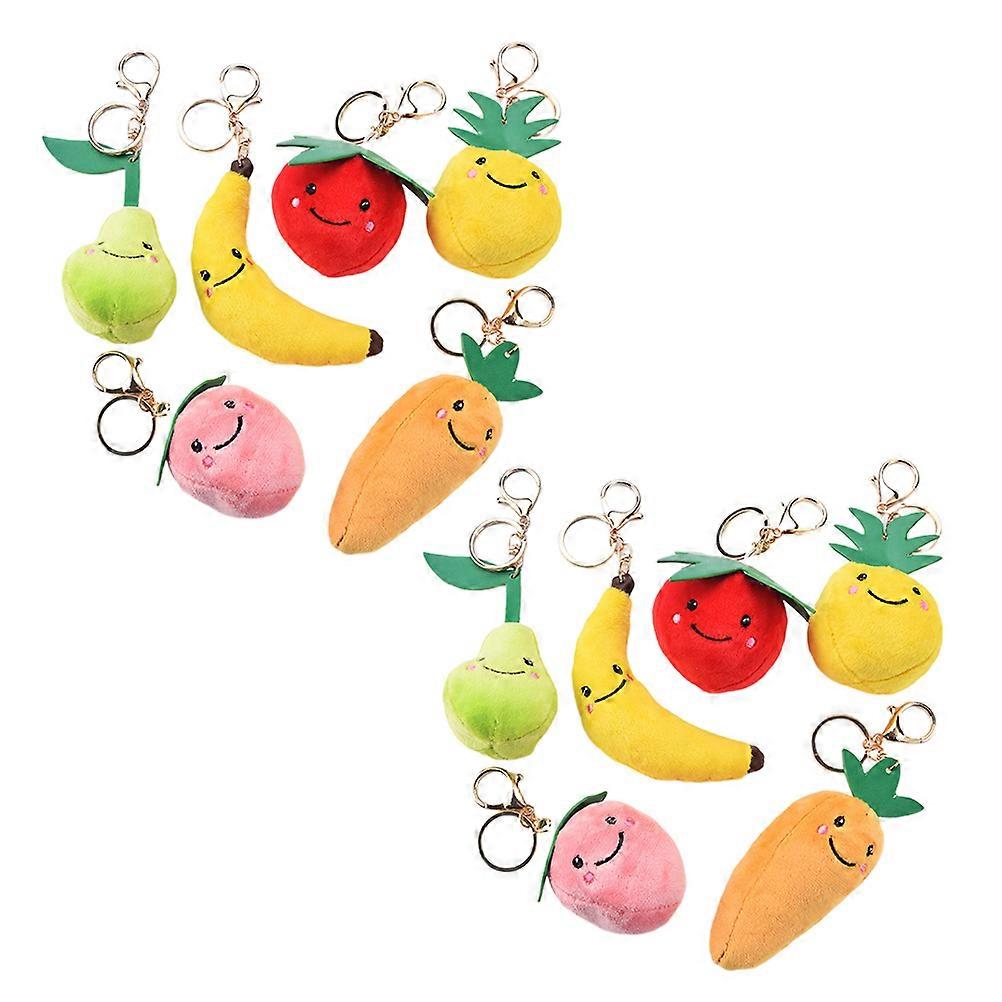 Vegetable Shaped Plush Keychain for Decoration 7Pcs Bag Pendant Set