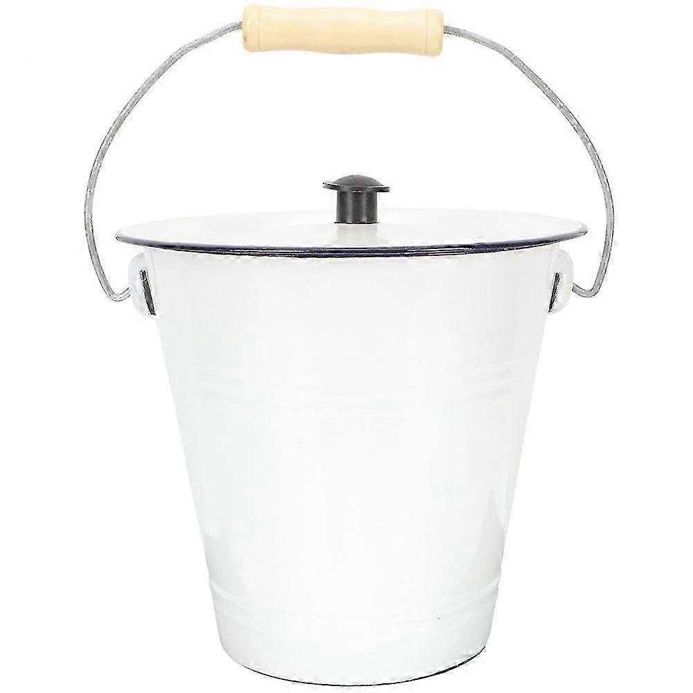 Stylish Enamel Bucket, Functional Storage Bin with Tight-Fitting Lid