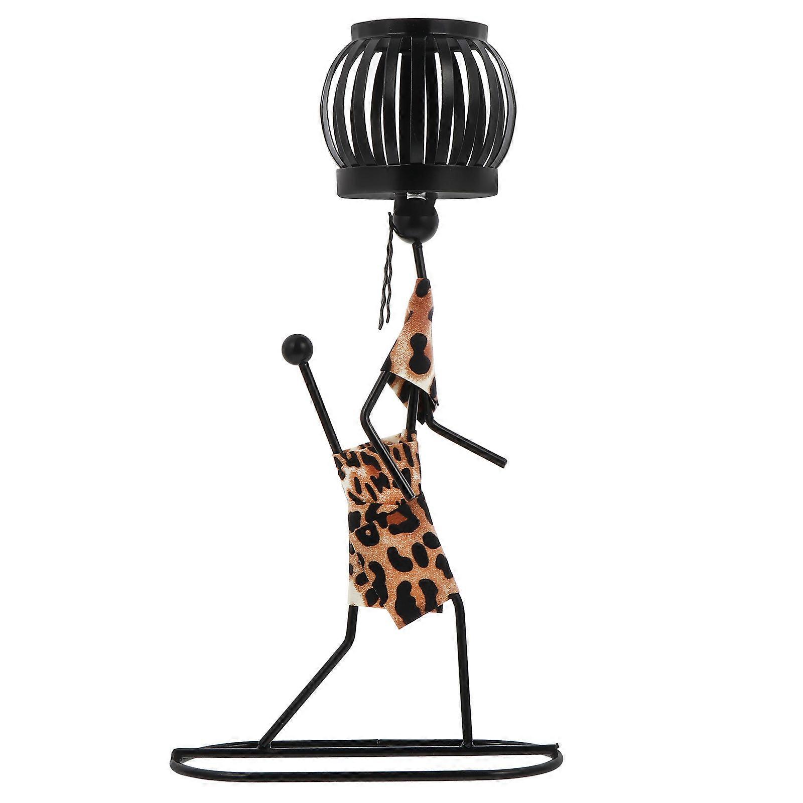 Candlestick Decor Iron People Shape Candle Holder for Table 2Pcs