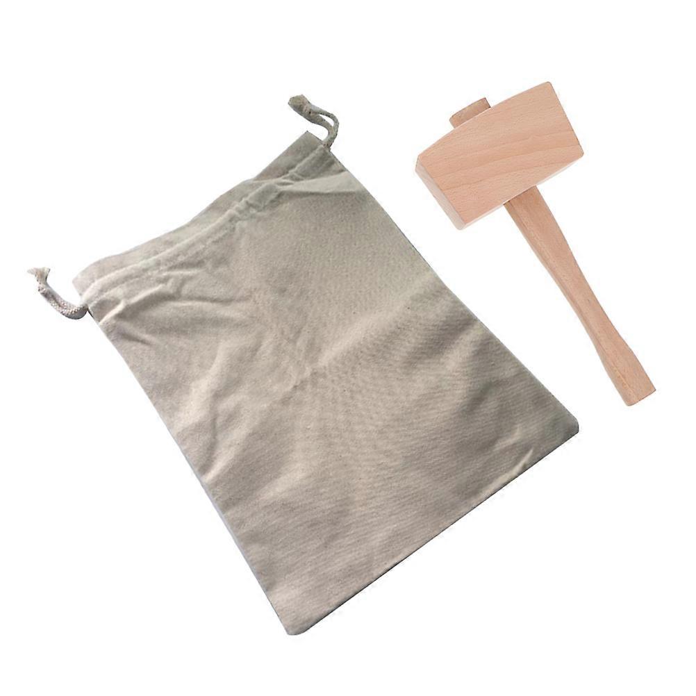 Ice Bags Canvas Ice Crusher Bag for Home with Wooden Mallet 1Set