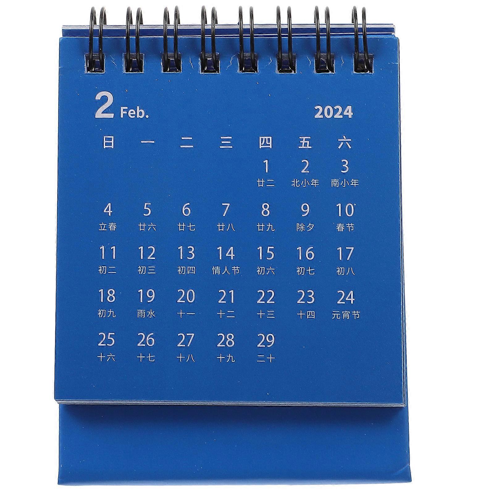 Minimalist Desk Calendar 2024 For Students And Office Workers In Blue Color Suitable For Writing And Schedule Management 3Pcs