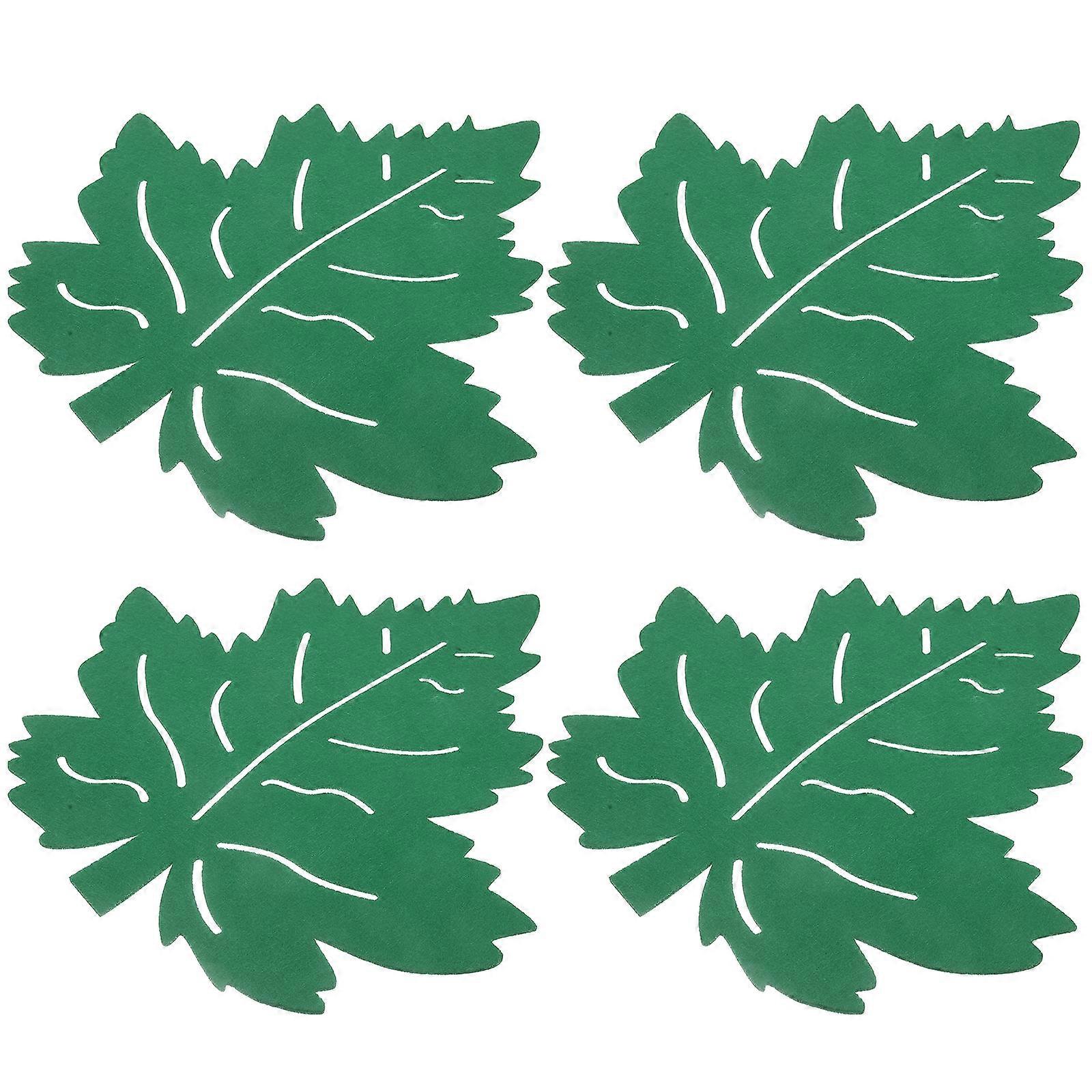Leaf Coasters Heat-Insulation Placemat for Kitchen Use 8Pcs Green Cloth