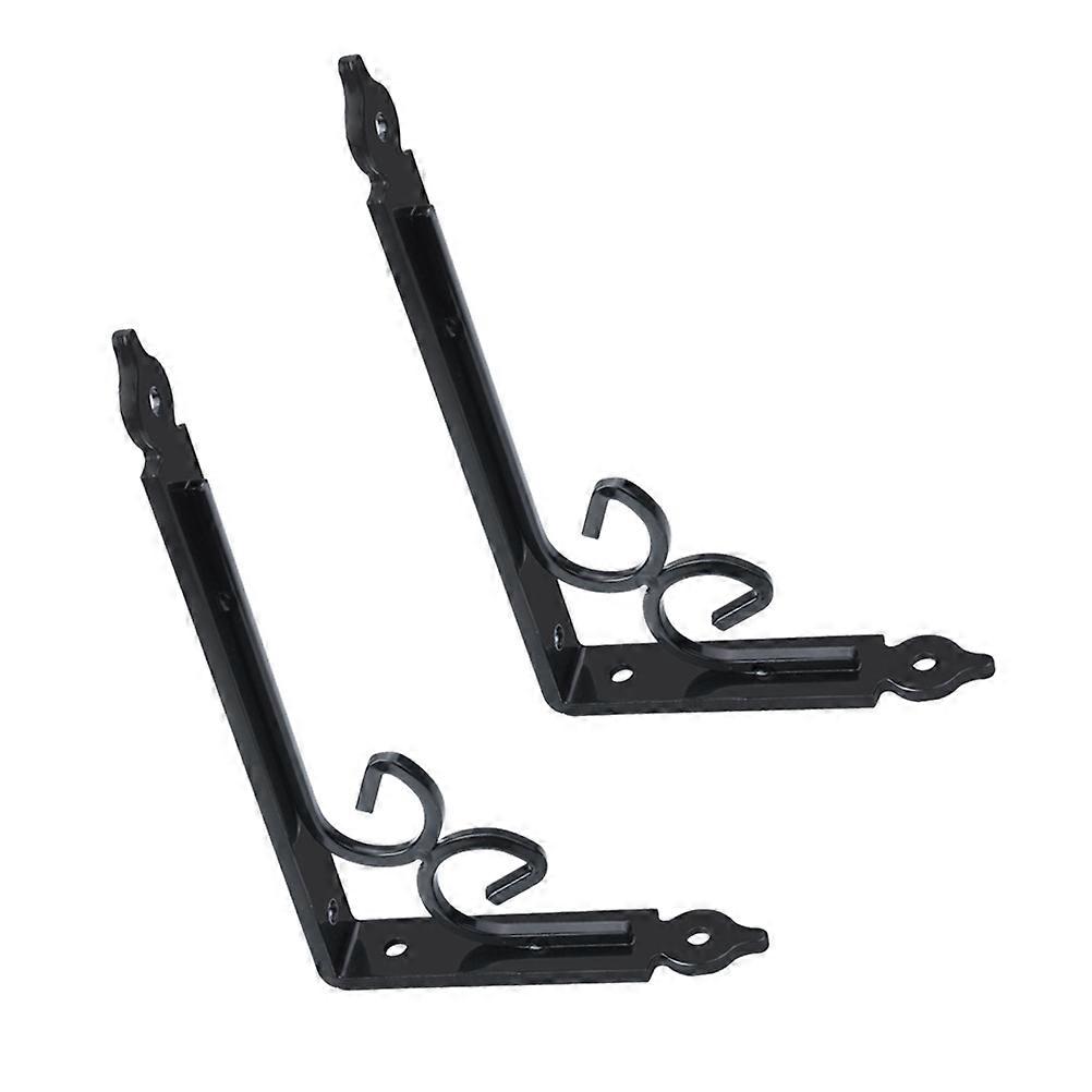 Black Iron Shelf Bracket for Heavy Duty Storage 2Pcs