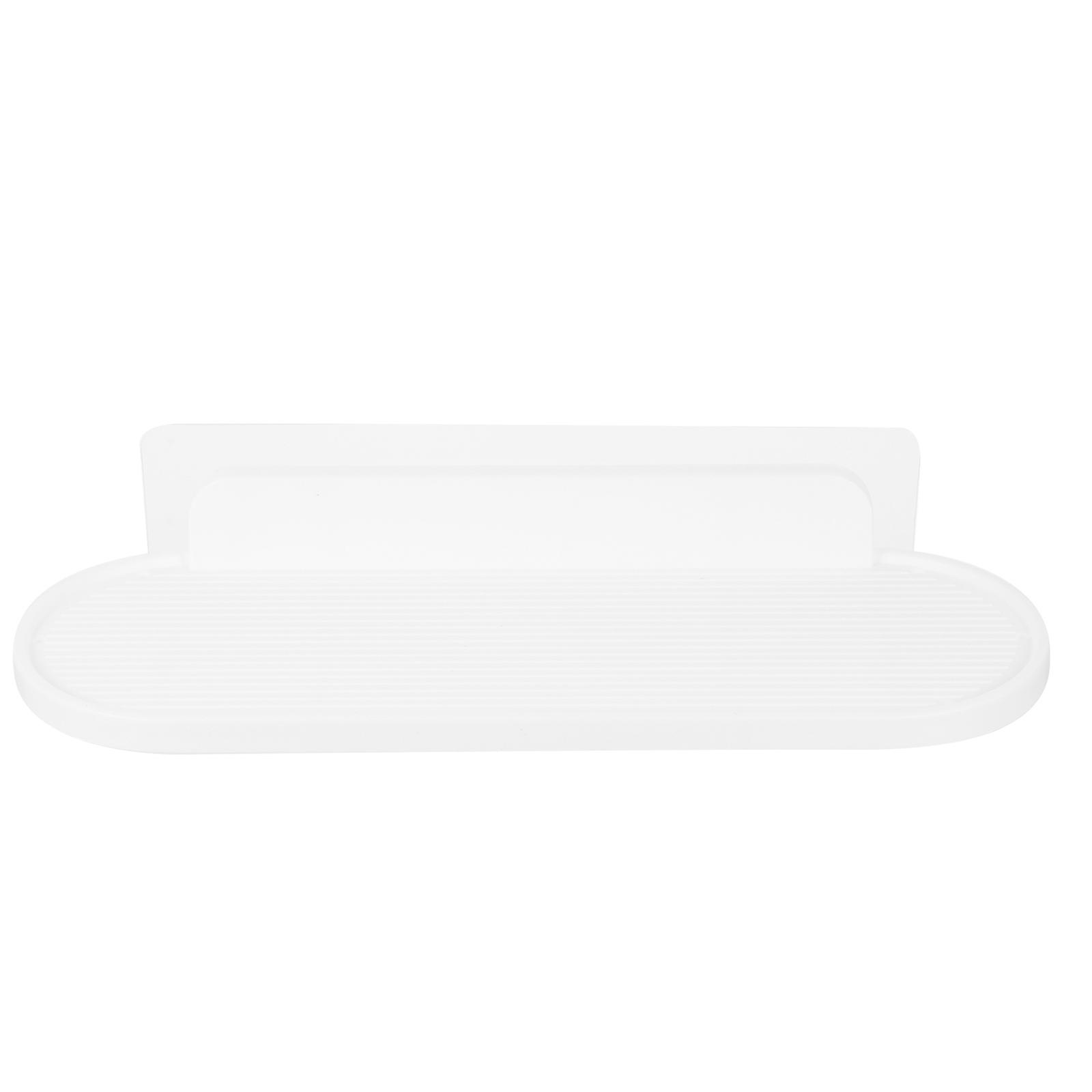 Bathroom Storage Rack Nail Free Hanging for 10Sets White Plastic Shelf