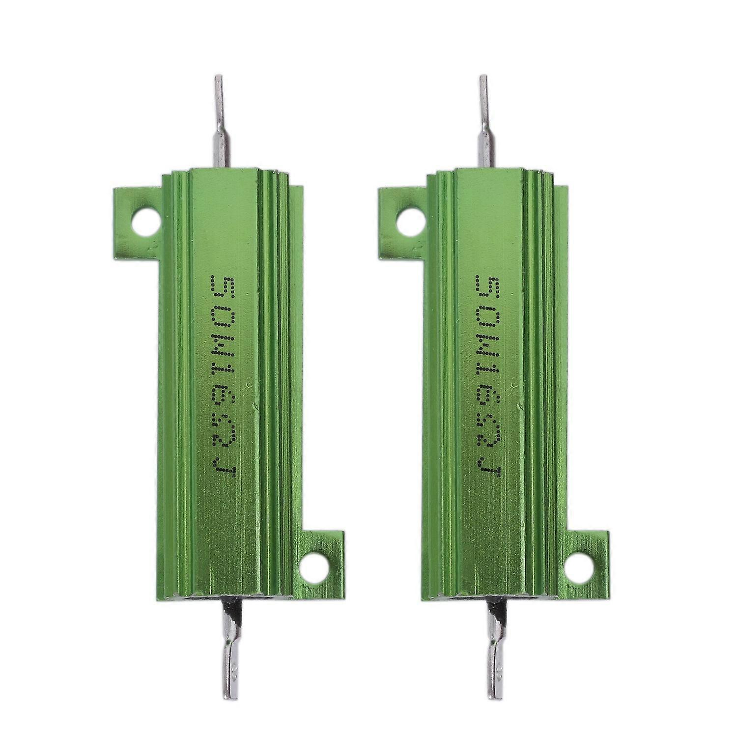 2 Pcs Chassis Mount Green Wirewound Aluminium Housed Resistor