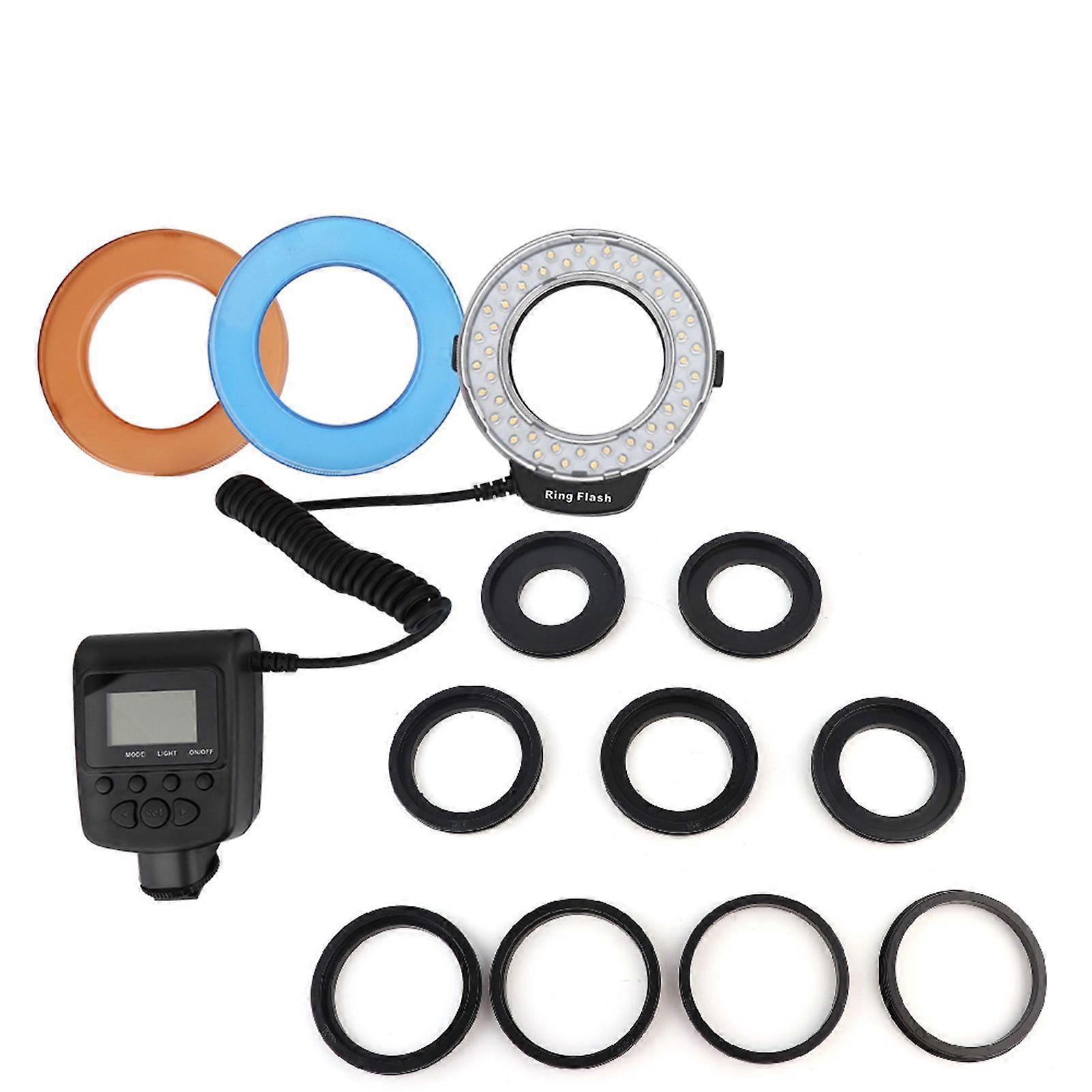 Portable 48 LED Ring Flash Light Lens Adapter Rings Kit For Canon for Nikon for Fuji SLR Camera