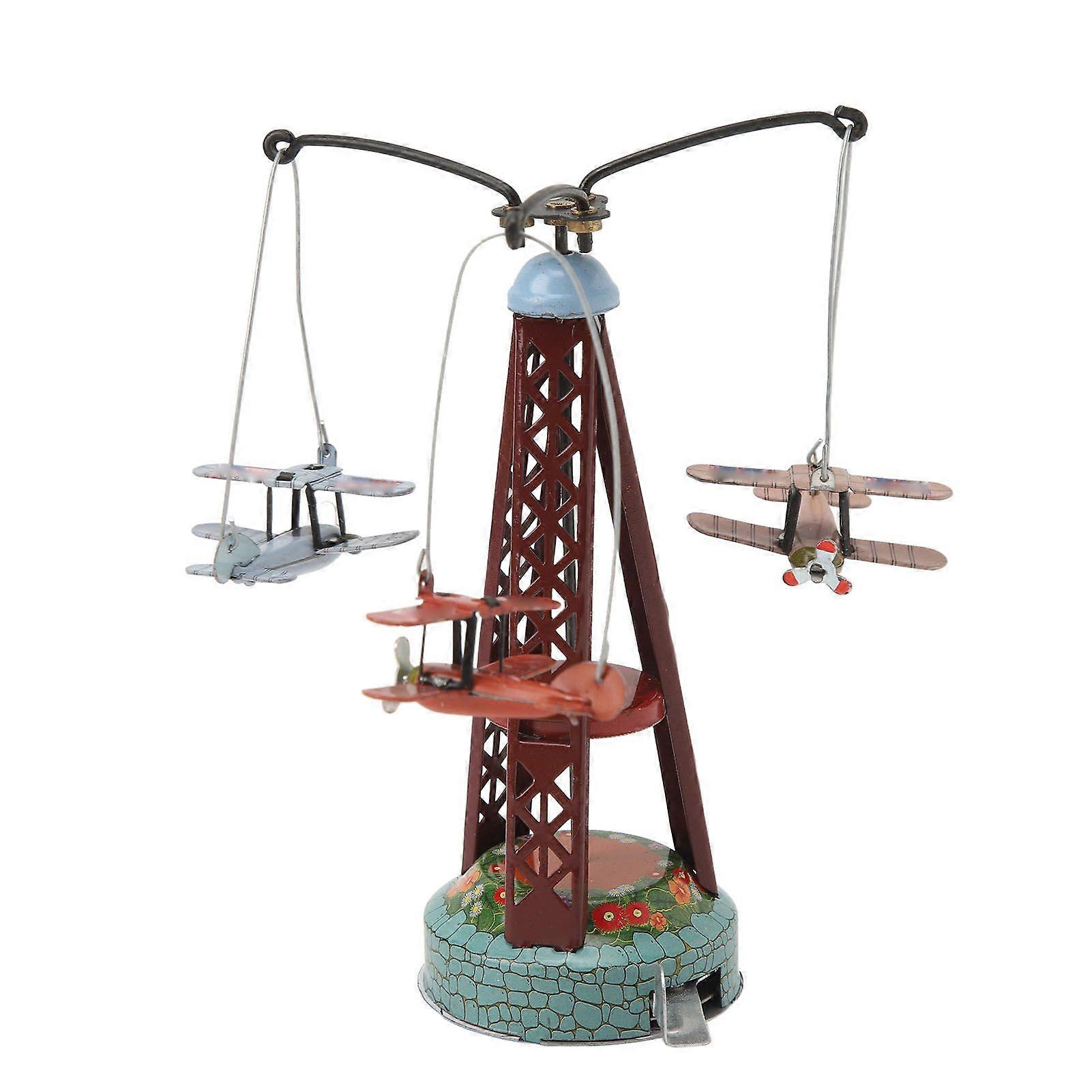 Biplane Rotating Toy Tinplate Nostalgia Rotating Airplane Toys Rotating Biplane Ornament