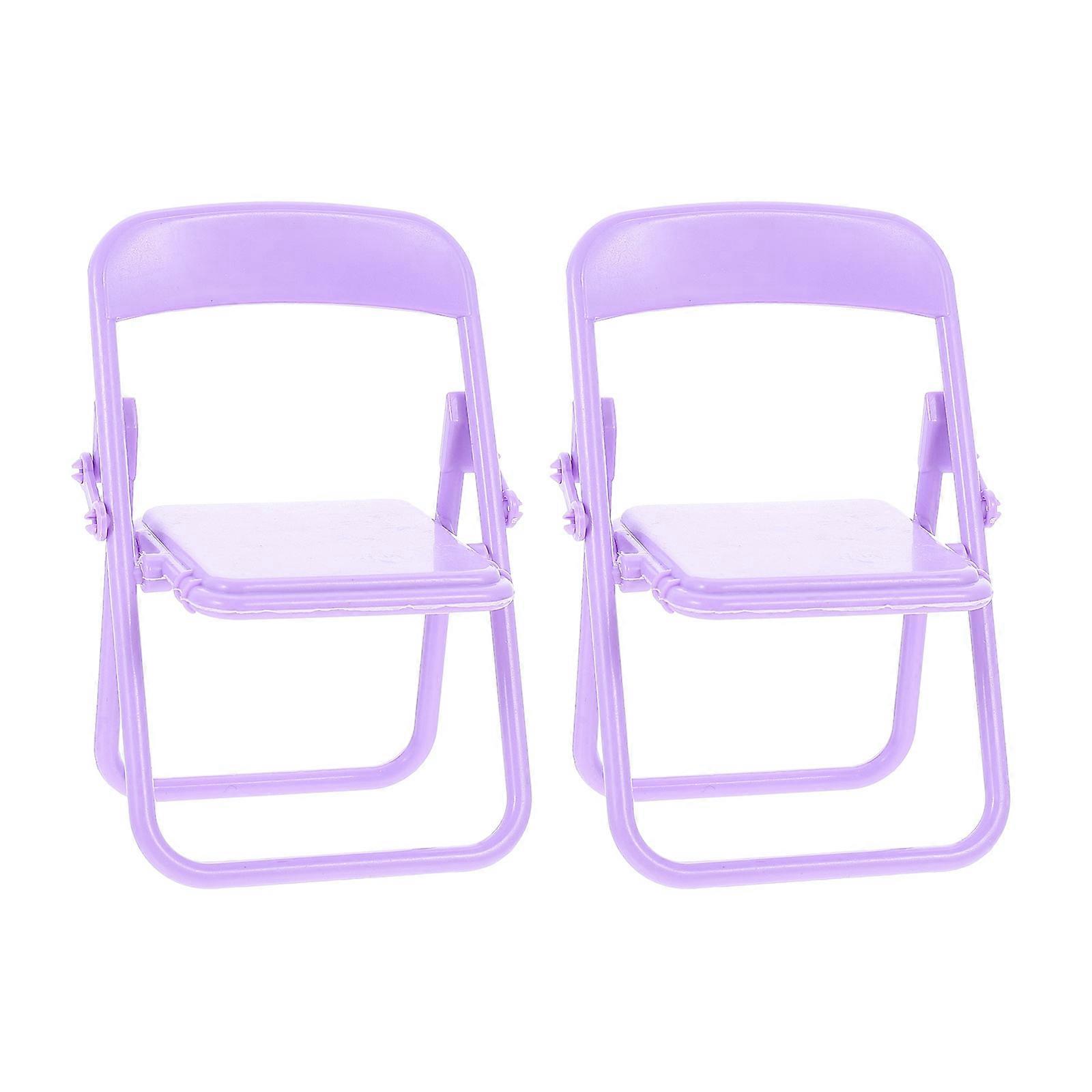 Tiny Chair Prop for Decor 2Pcs Miniature Chair Model Plastic Set