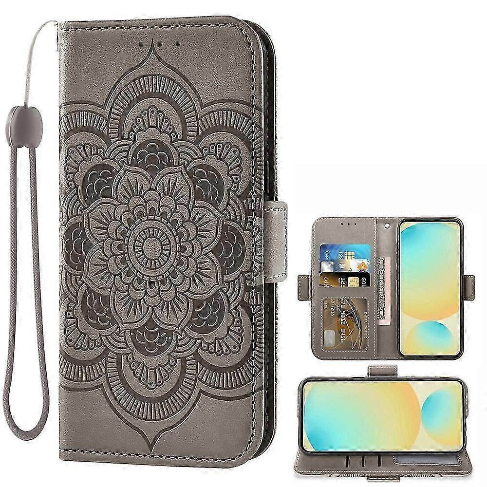 Gray Leather Flip Wallet Case for Ulefone Note 6 with Stand and Strap for Android 11
