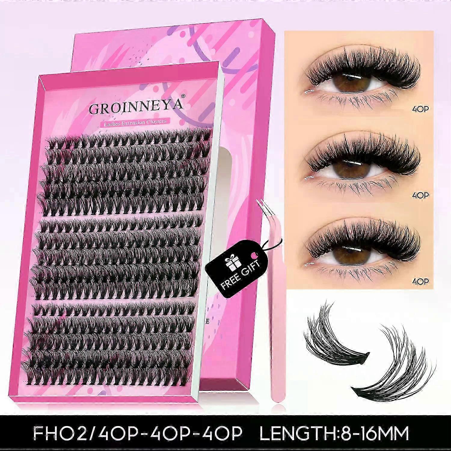 GROINNEYA Fluffy Lash Clusters Kit Thick 60-100D Volume Eyelash Clusters Wispy Individual Lashes Cluster Eyelash Extensions DIY 26s