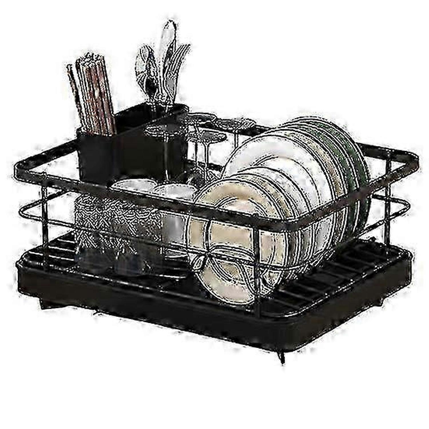 Large Dish Drying Rack with Auto-Drain & Non-Slip Base for Kitchen Counter Organization