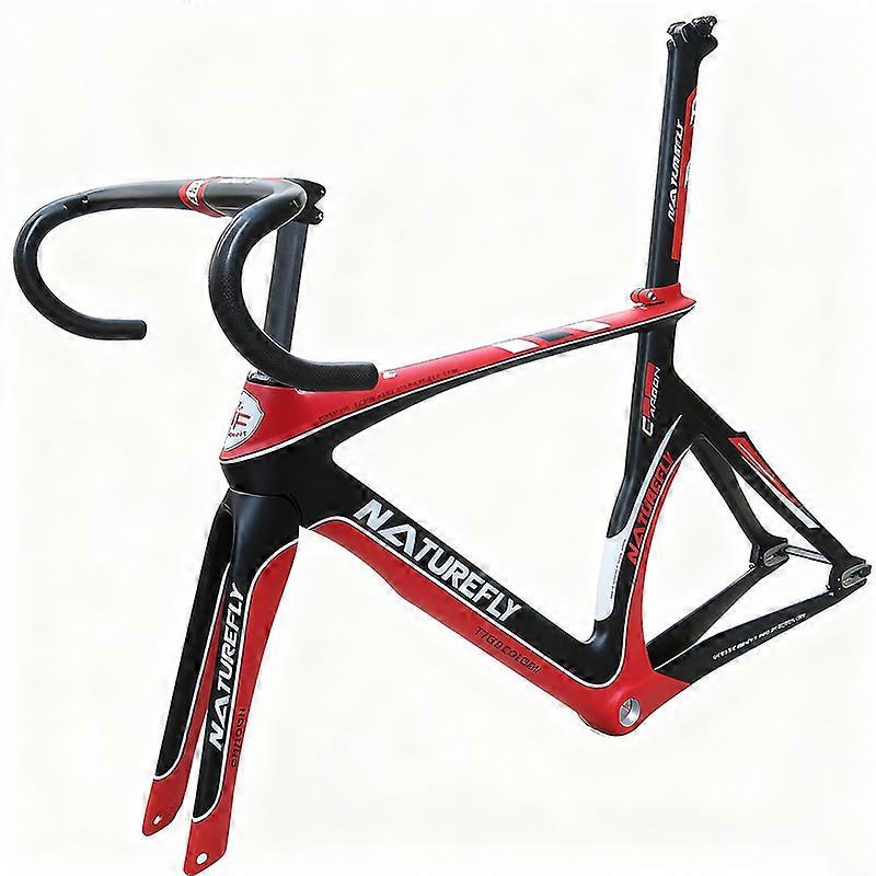 Red Carbon Track Bike Frame Fixie Bicycle Frameset Fixed Gear 52cm With Handlebar