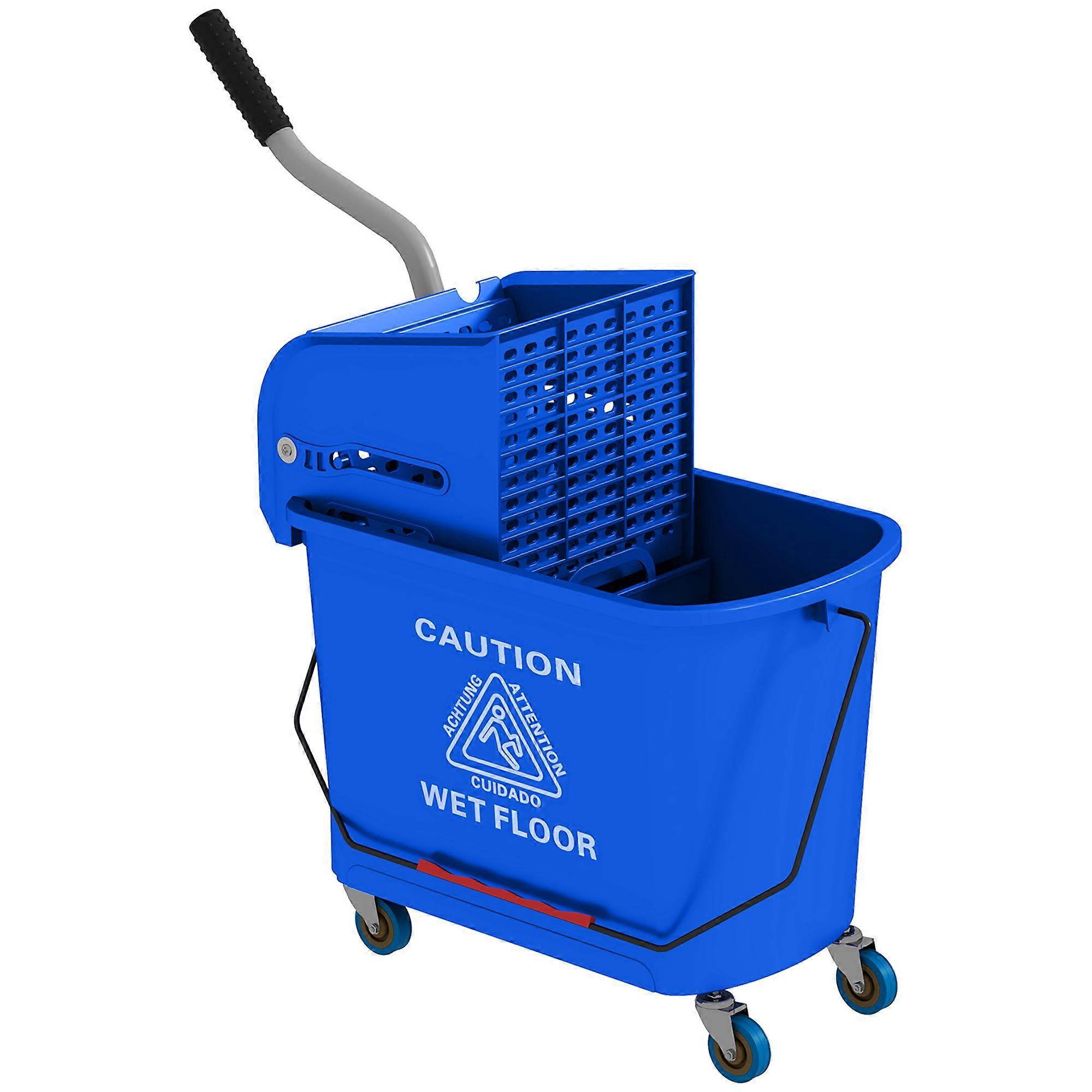 HOMCOM 20L Cleaning Cart Bucket Separator Clean Dirty Water Blue