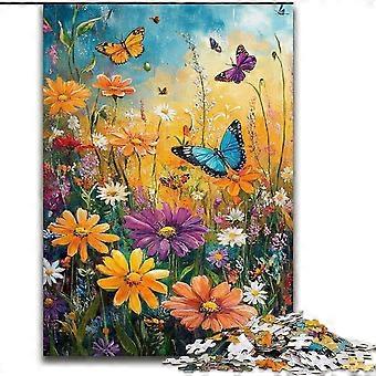 Puzzle dla nastolatków Kwiaty i motyle Malowanie olejem Puzzle, Gry edukacyjne Dekoracja domu Nadaje się do dekoracji biurka - PT 3724