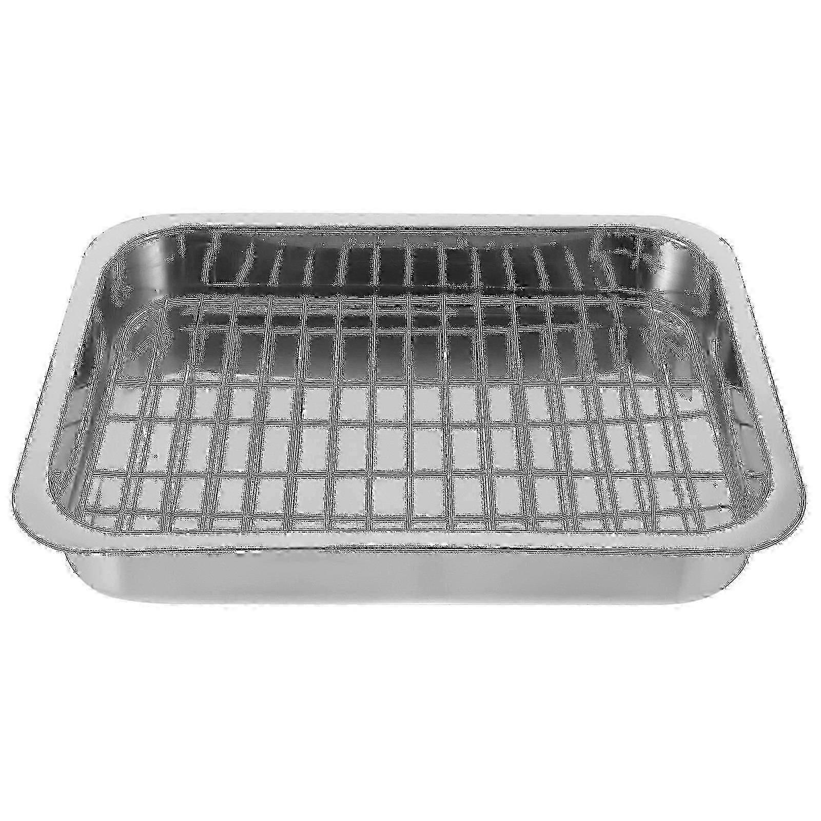 1 Set Stainless Steel Baking Tray With Rack Practical Ovenware Tray Baking Dish