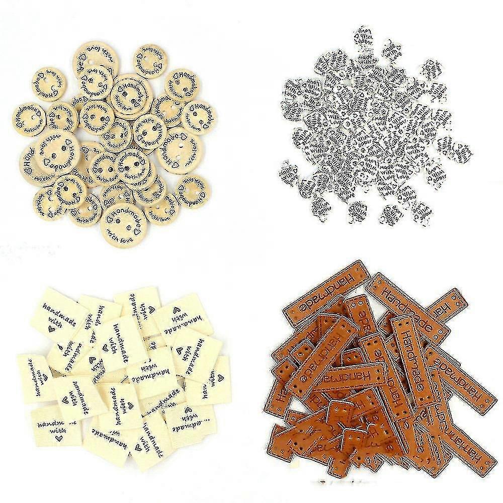 100pcs الجلود تسمية خشبية زر الملابس العلامة الزينة Knit Diy الملحقات