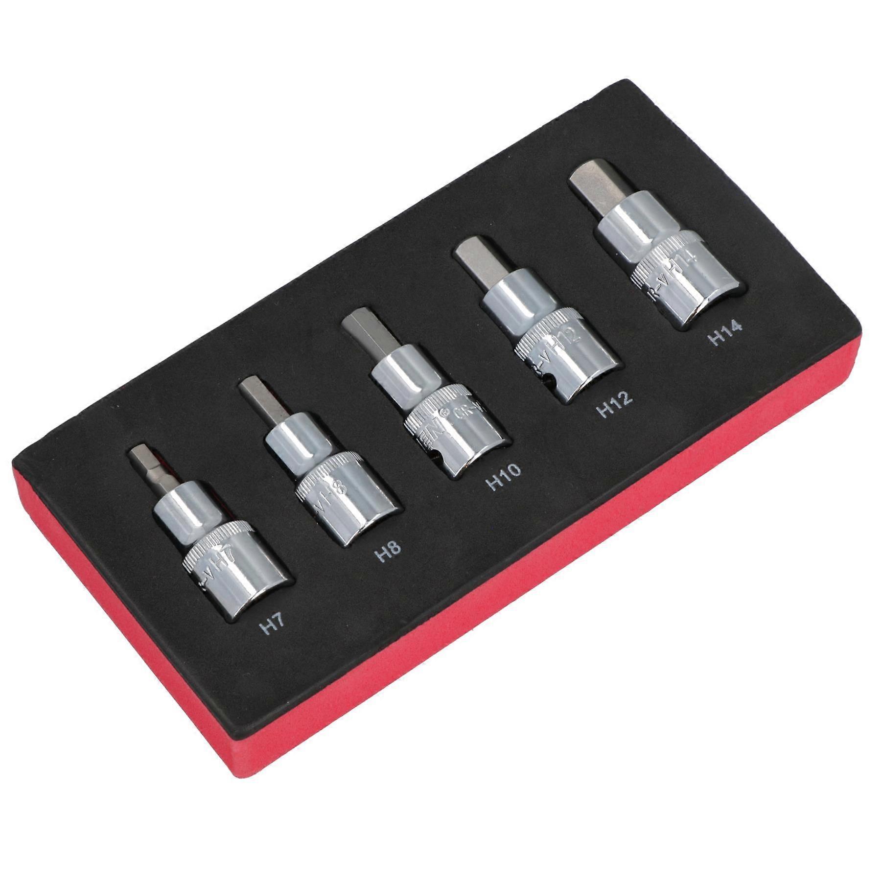 Hex / Allen Sockets Key Bits 1/2" Drive Metric Sizes 7mm - 14mm 5pcs AN093