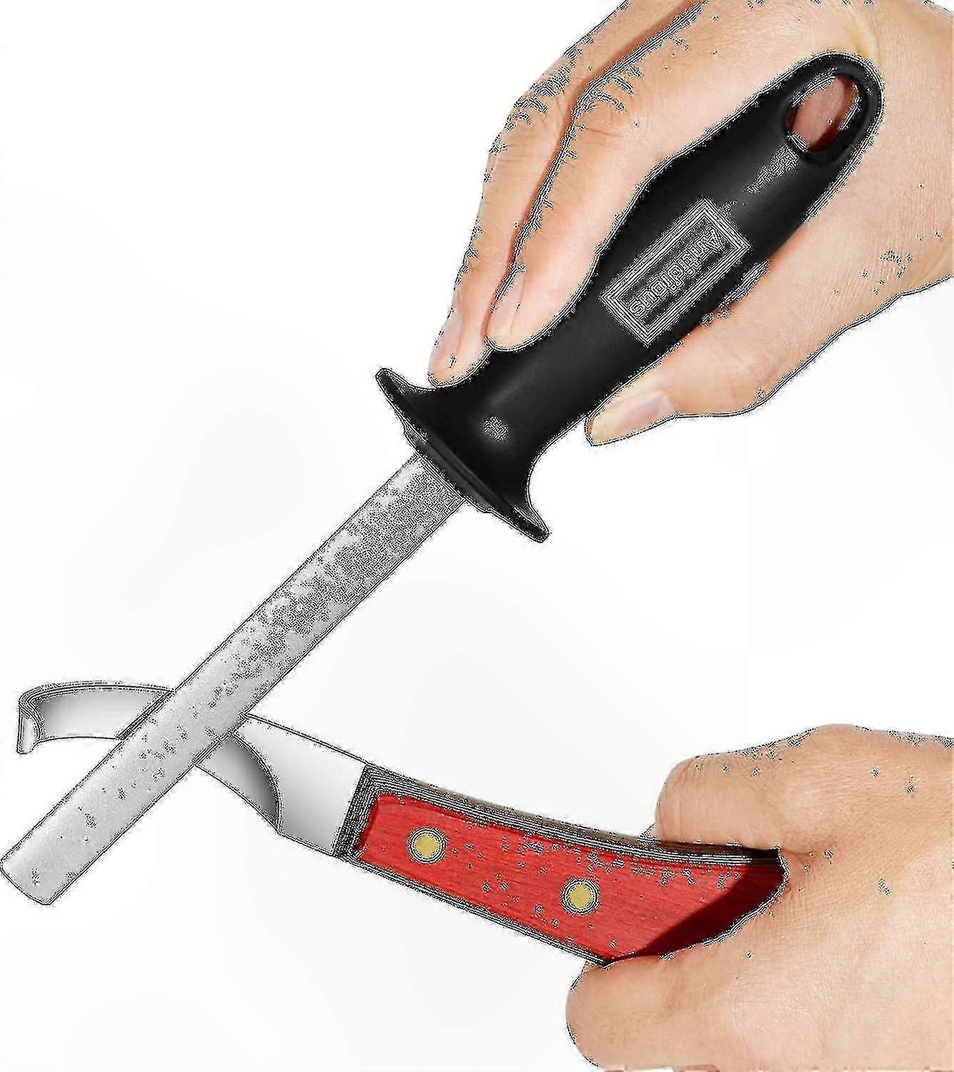 5 Inch Diamond Coated Honing Rod for Sharpening Hoof Knives and Cutting Tools, Black Tw Handle, Farrier Tool Accessory