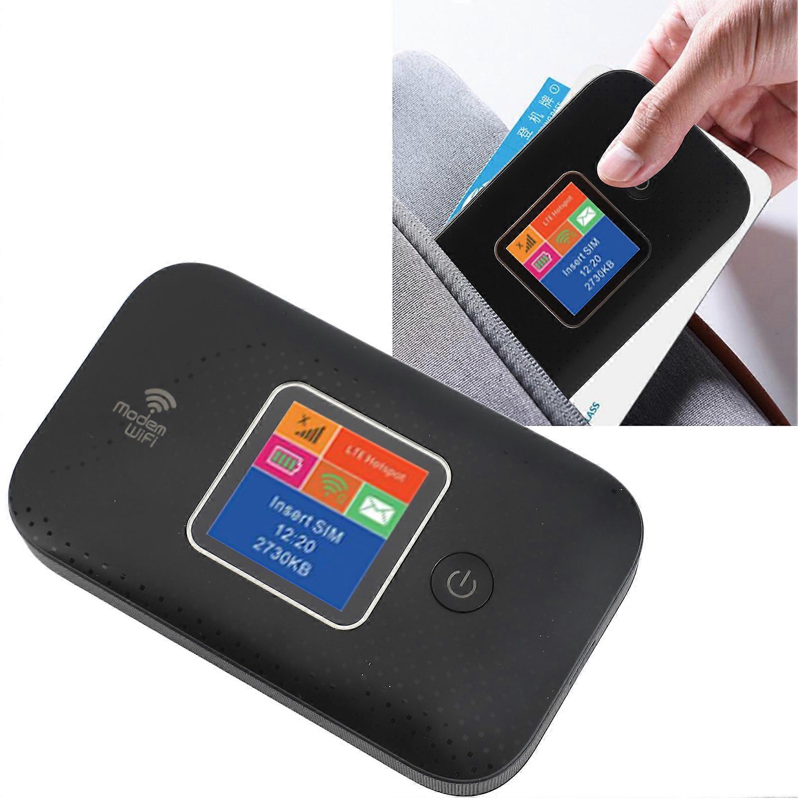 4G LTE Portable Router 300Mbps 10 User Mobile Pocket Wireless Router with SIM Memory Card Slot Color Screen for Europe Africa Asia Middle East Black 