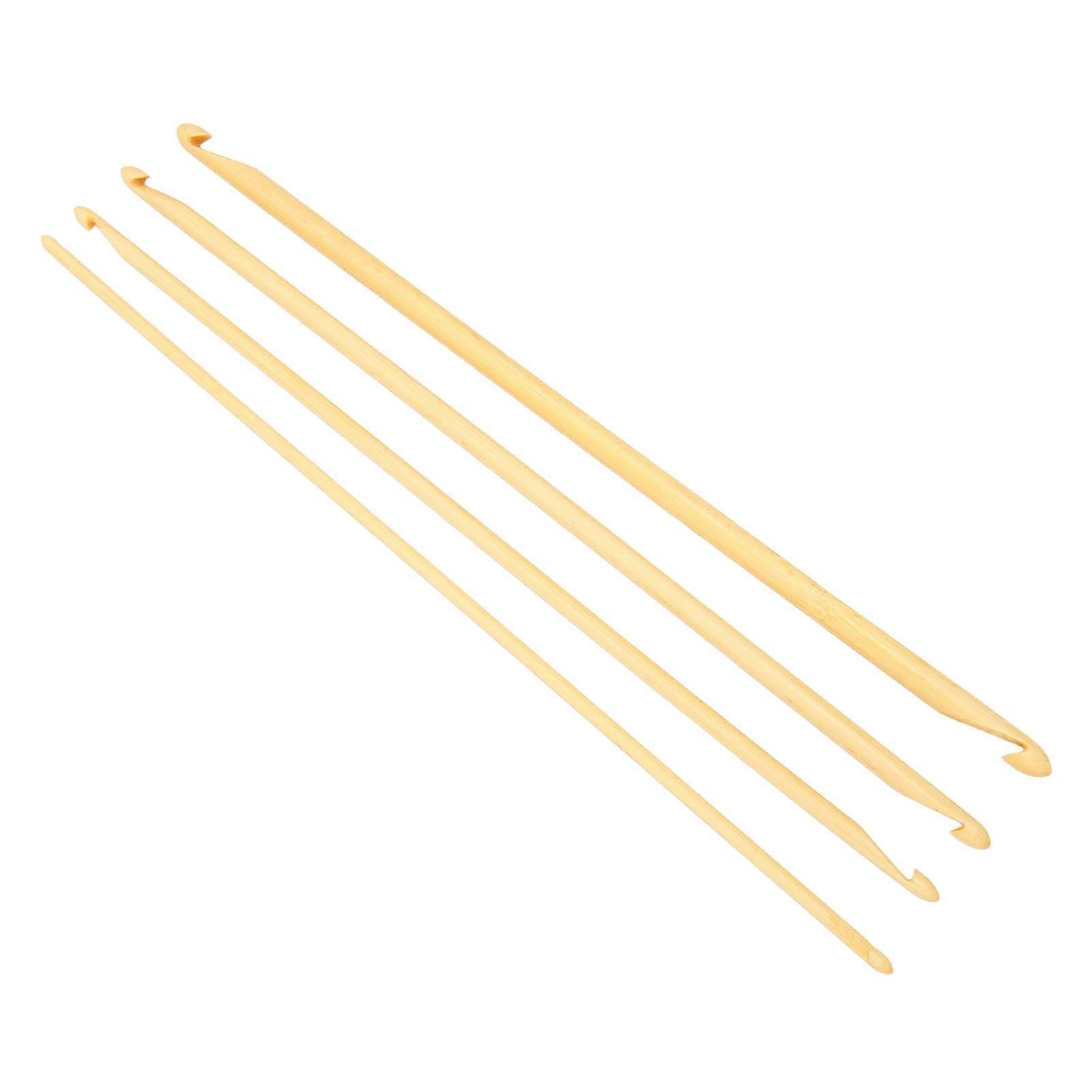 4Pcs Tunisian Crochet Hooks 9.4in Long Assorted Size Anti Slip Bamboo Double Ended Crochet Hooks for Knitting Sewing 