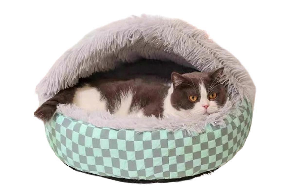 Plush Cushioned Hooded Pet Bed Winter Pet Cave Nest