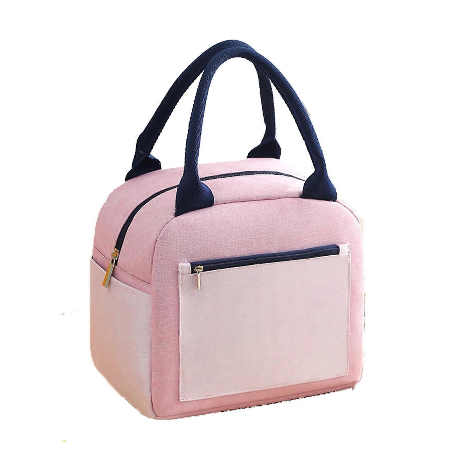 Portable Insulated Lunch Box Bento Pouch Lunch Bag,Pink