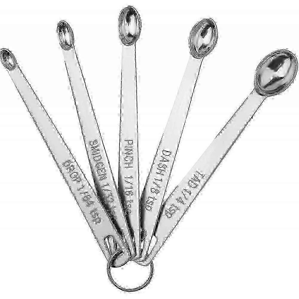5 Mini Measuring Spoons With 1 Ring,1/64,1/32,1/16,1/8,1/4 QHR