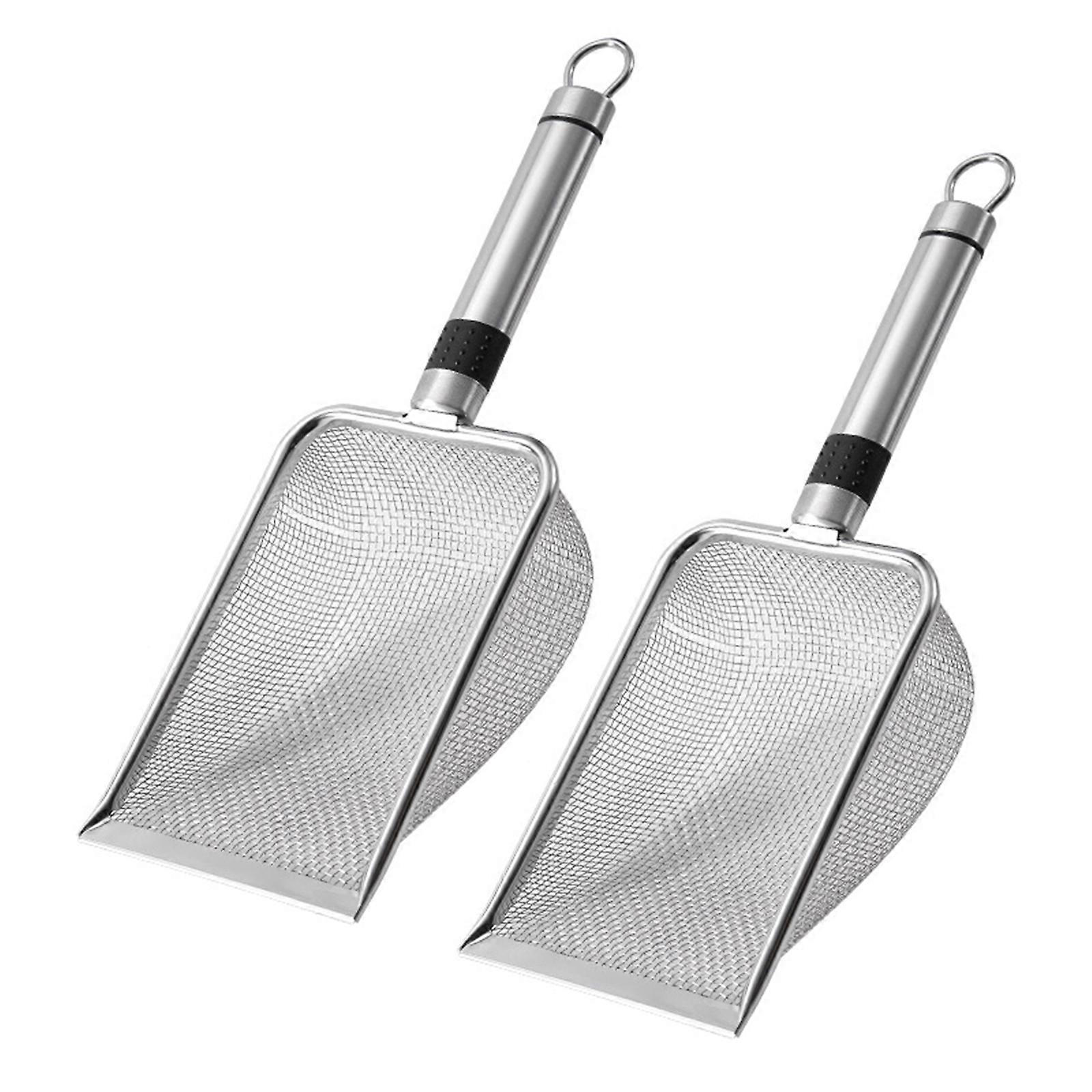 2Pcs Stainless Steel Gardening Soil Sifter With Handle Assorted Size Mesh Soil Shovel for Sifting Sand Compost Multicolor