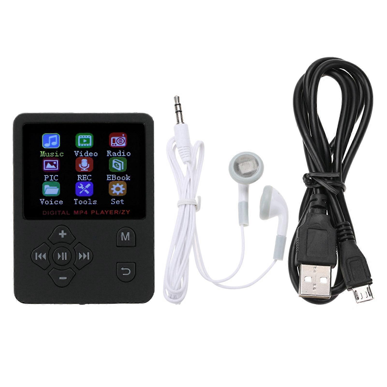 Portable Thin Lightweight HiFi MP3 MP4 Music Player with Color Screen USB 2.0 Black Cross Button Easy Control