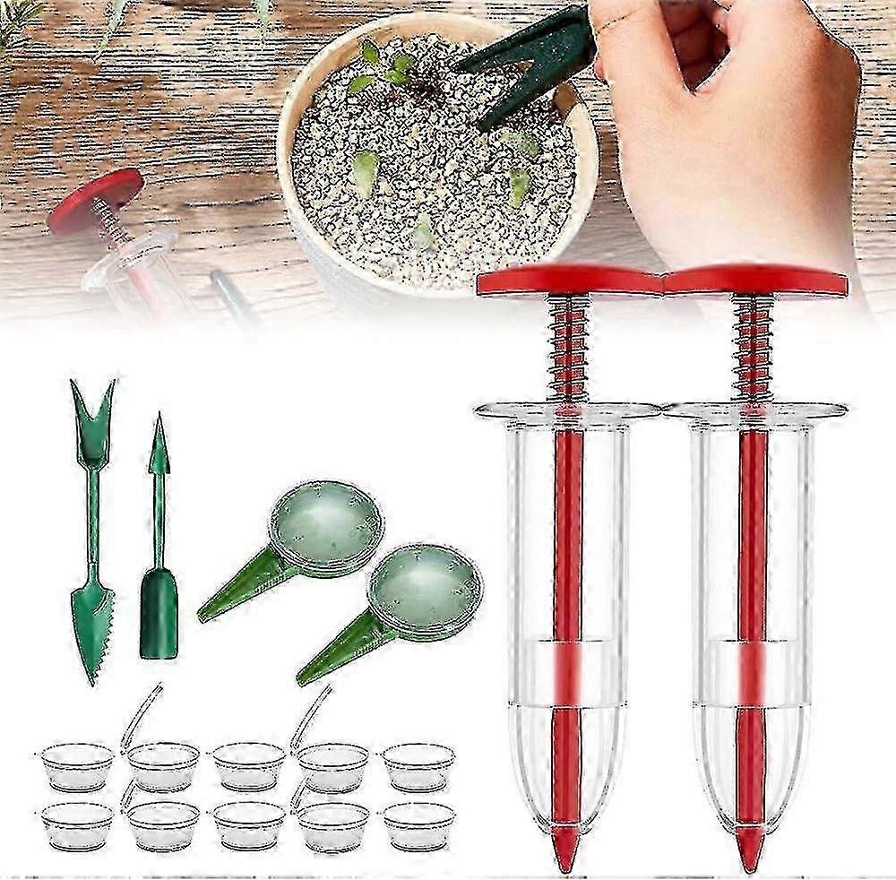 Mini Seed Spreader Sowing Seed Dispenser Set,Seed Planter Tool Manual Seedling Tray Seeder, Small Seed Spreader Handheld Garden Seed Planter