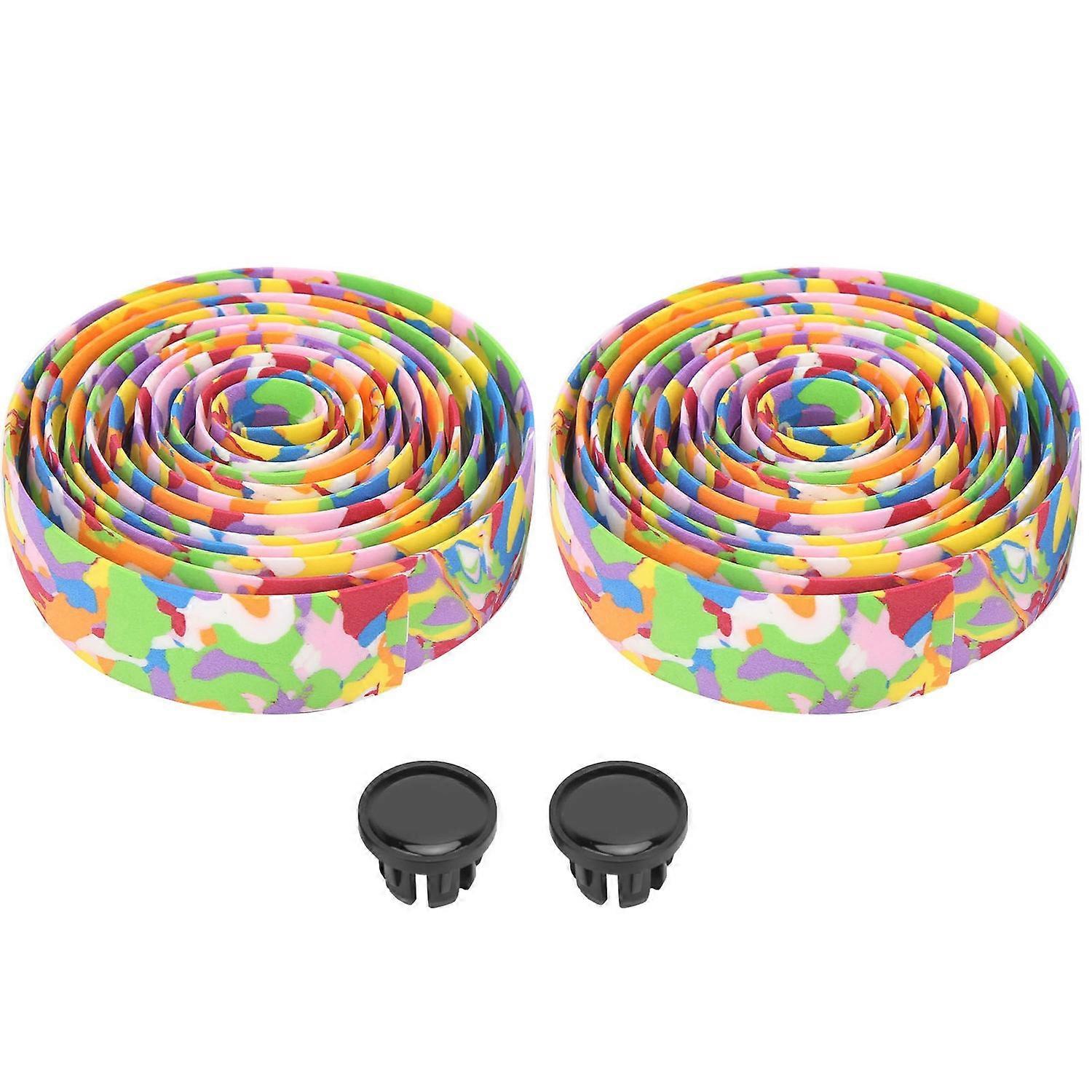 ZTTO Mountain Bike Soft Handlebar Tapes Bicycle AntiSlip Handle Grip Wraps with Bar Plugs(Colorful )