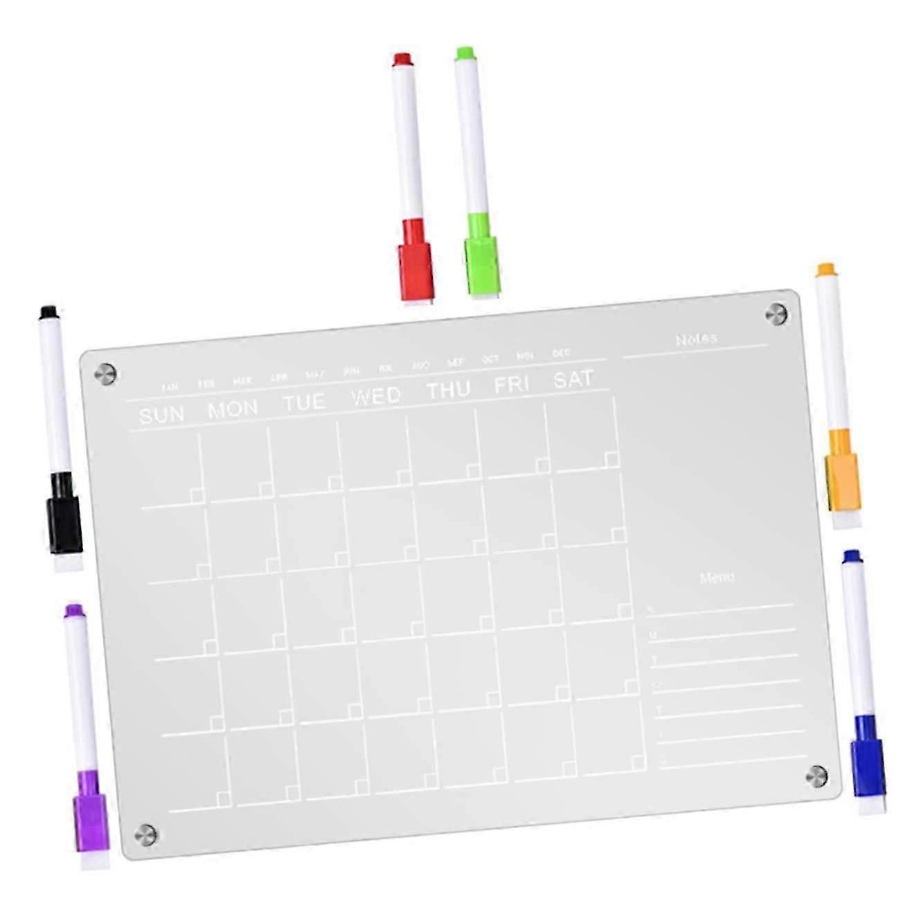 Magnetic Notepad Calendar - Dry Erase Acrylic Fridge Planner, Transparent Magnetic Whiteboard, 1 Set