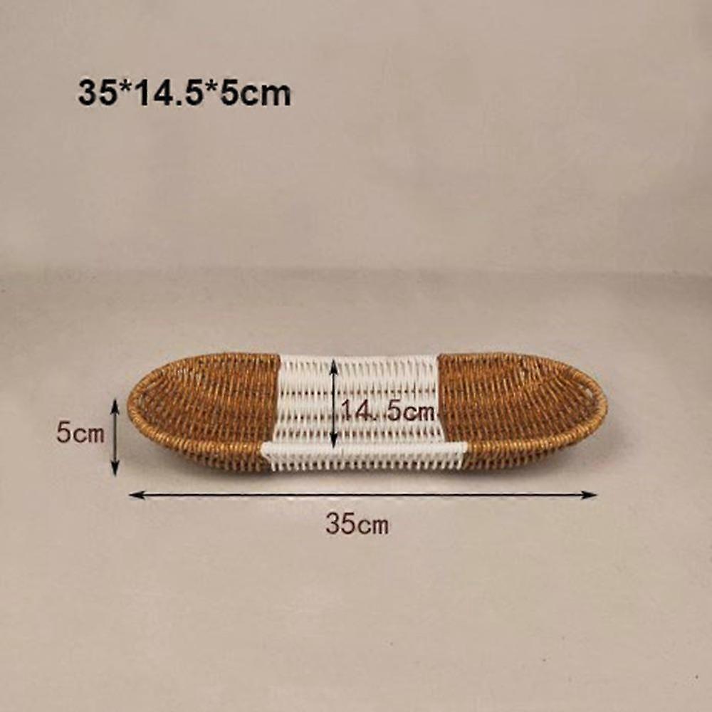 Khaki Rattan Wicker Woven Serving Baskets Hardness Restaurant Serving Tabletop Display