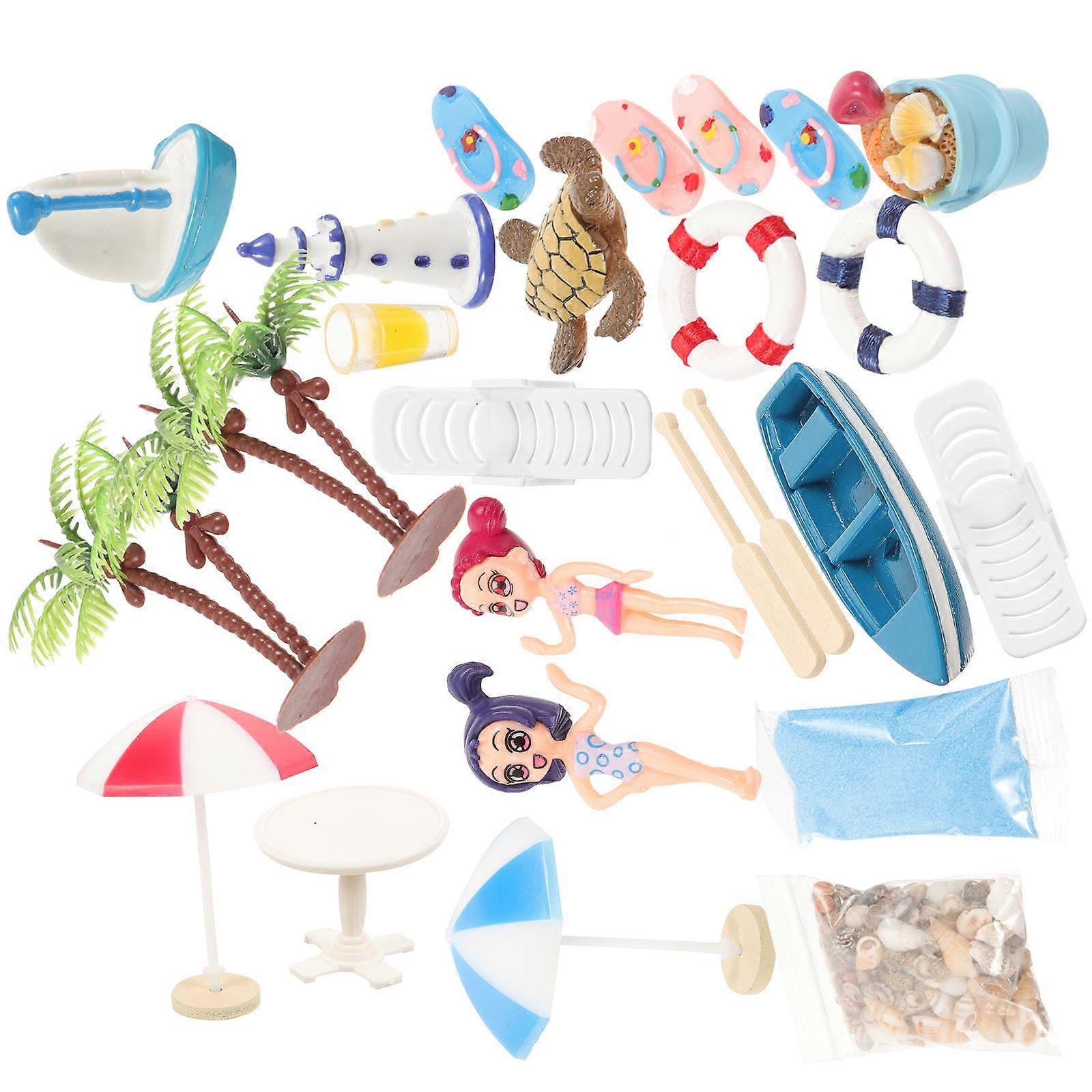 Miniature Beach Style Decoration Micro Scene Decor for Display 1Set