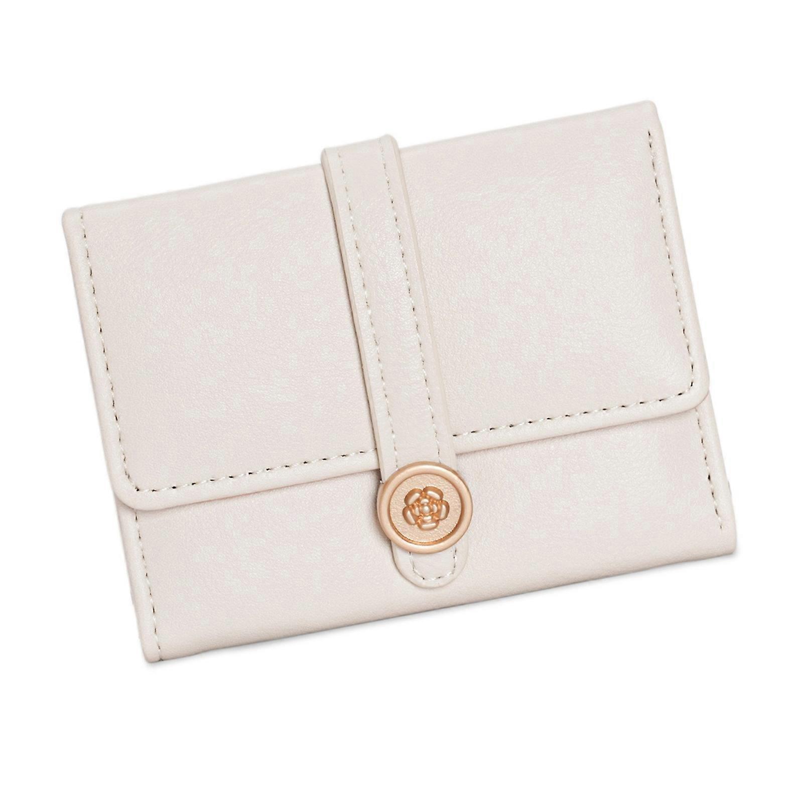Lightweight Short PU Leather Wallet For Women Compact Trifold Design With Multiple Card Holders And Pocket  White