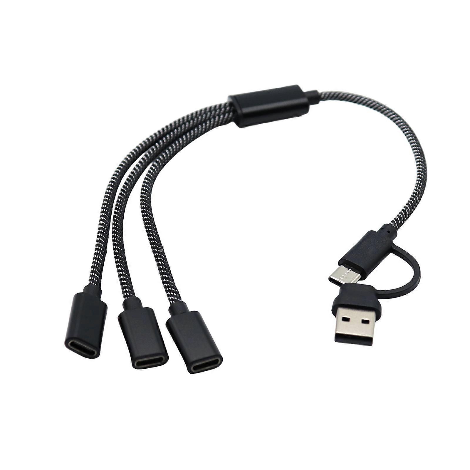 USB + Typ C Hane till 2/3 Port USB C Hona Adaptrar, Snabbladdnings- och Datakabel för Bärbara Datorer och Konsoler Flerfärgad