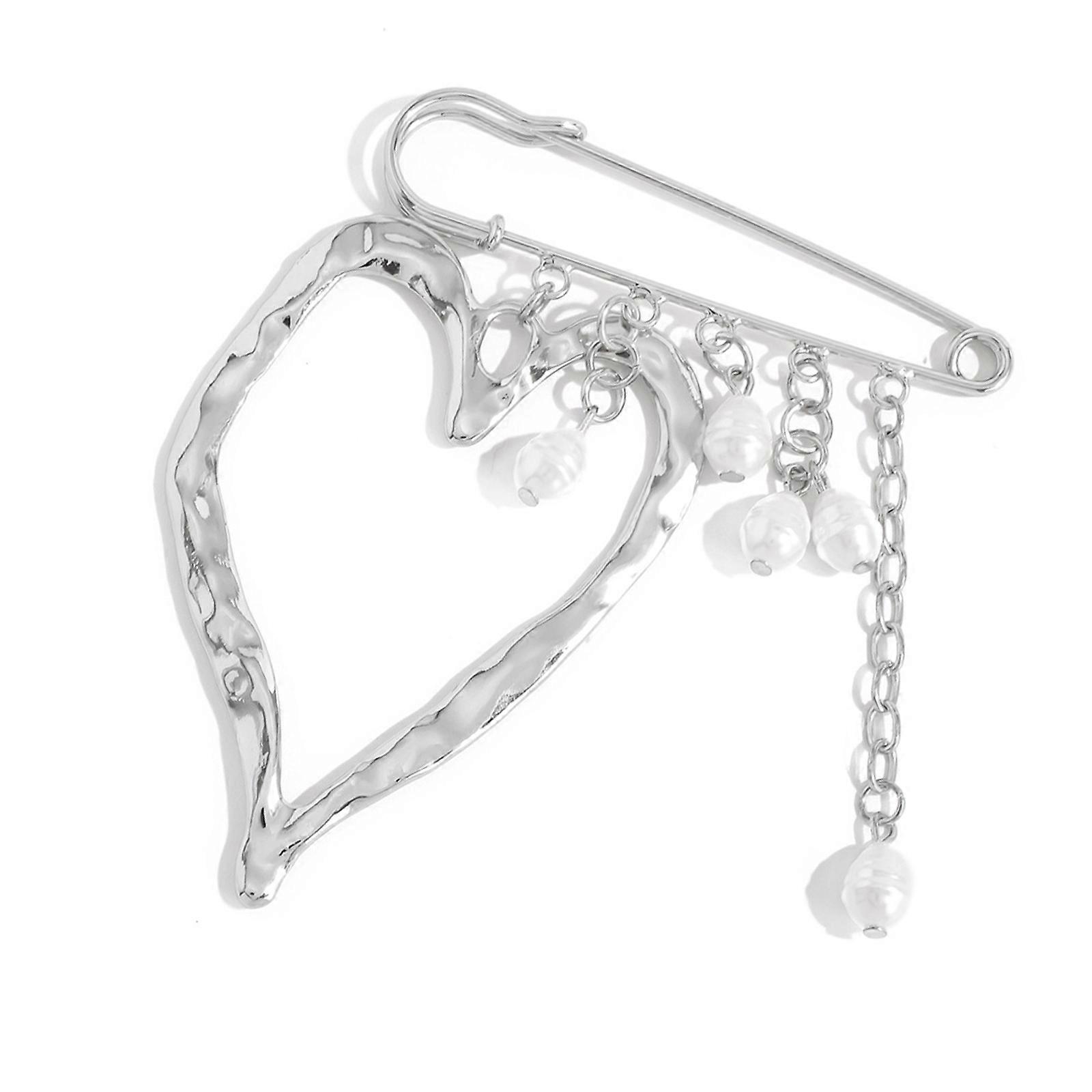 Handcrafted Alloy Heart Pin With Polished Finish Multipurpose Fashion Accent For Coat Blouse Bag Styling Multicolor