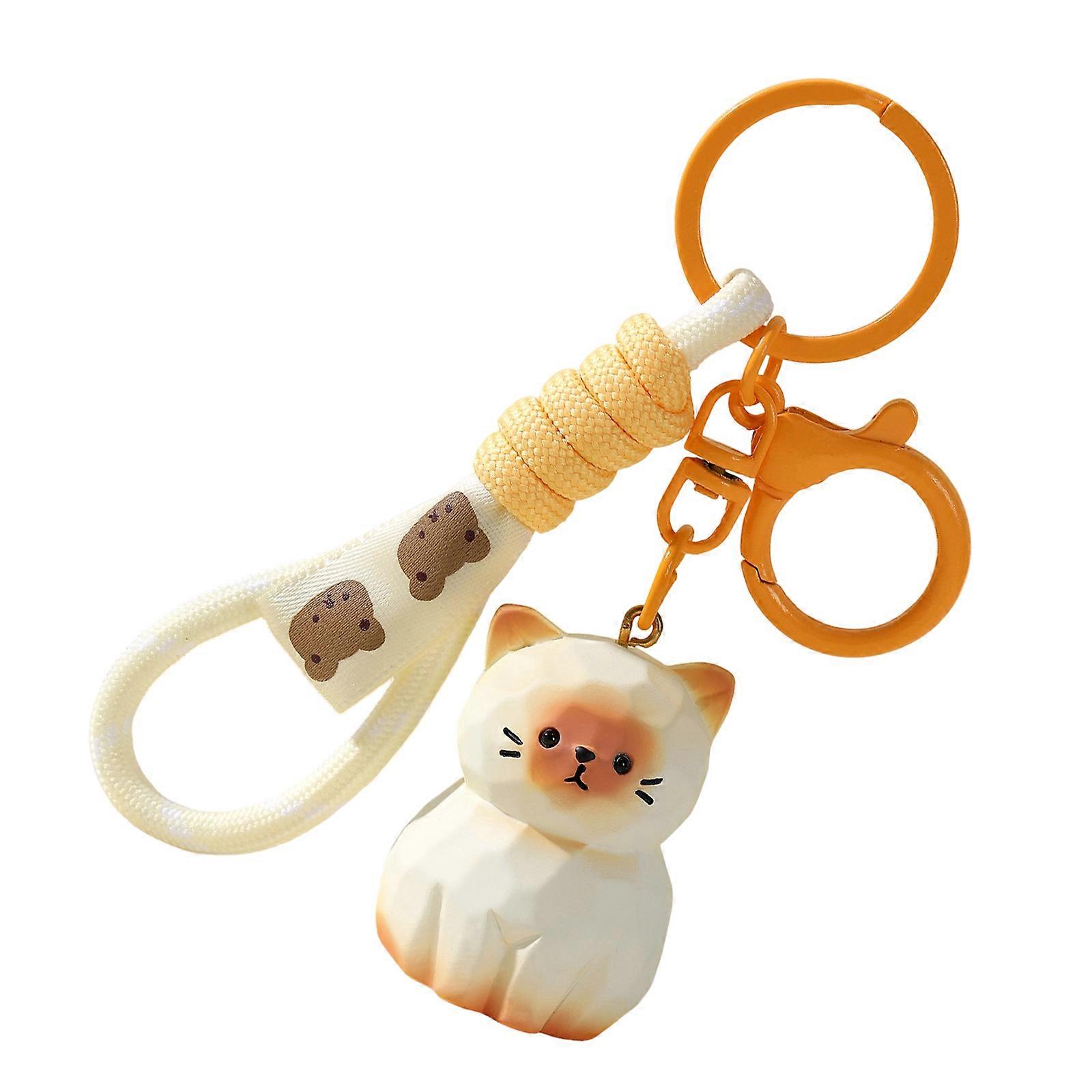 Compact Dog Cats Design Resin Keychain Decorative Charm Suitable For Backpack Decors And Gifting Multicolor