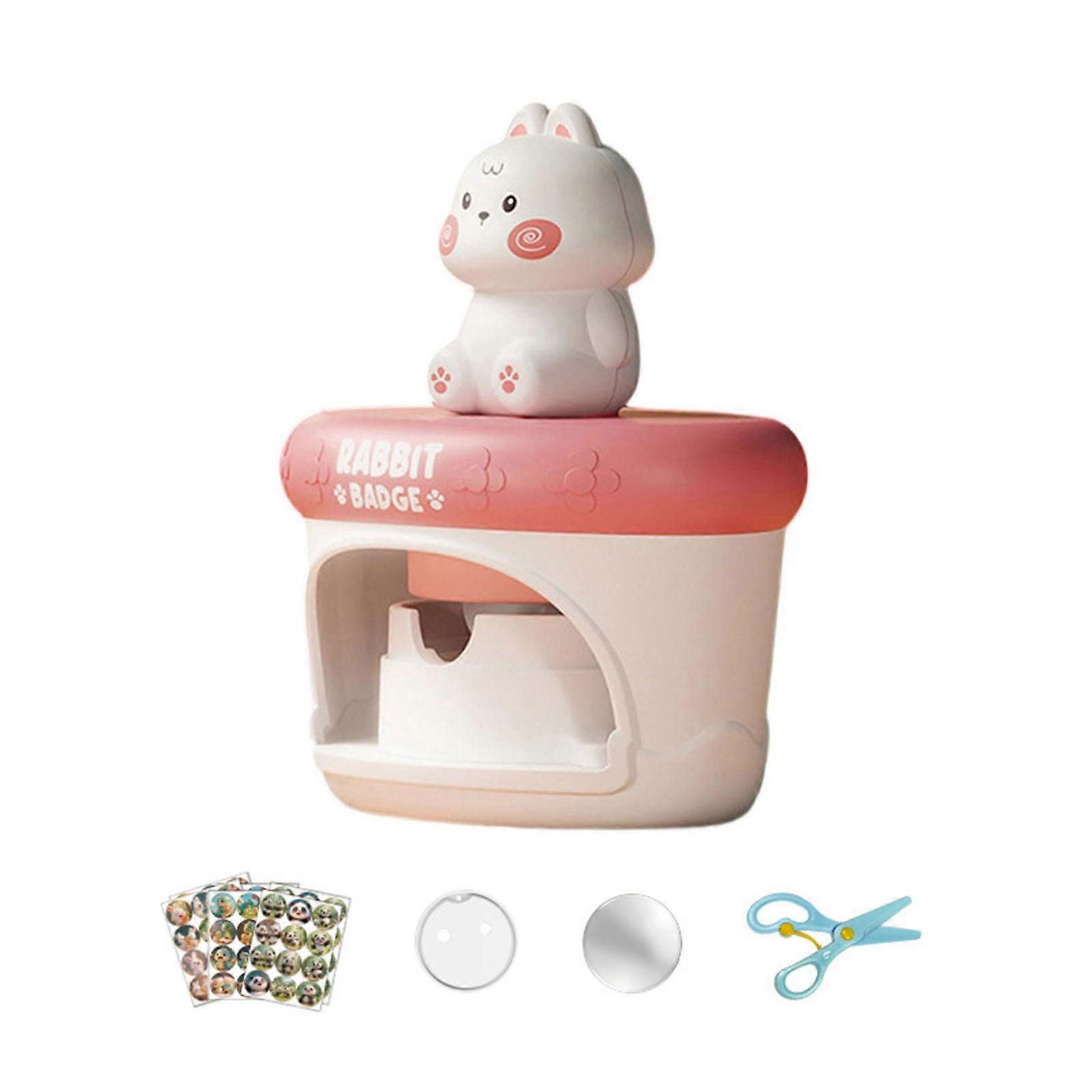 Cartoon Pin Maker Craft Set Badge Press Machine Kits For Children with Reusable Template Kids Crafting Project Supply Multicolor