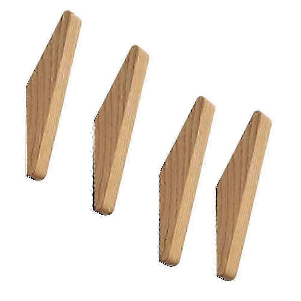 2025 Set of 4 Oak Wooden Wall Hooks - Hat and Coat Storage Solution