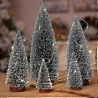 5 Artificial Christmas Tree Mini Christmas Tree and String Lights 1m,Miniature Table Decoration Mini Green Trees Ornaments Table Treesq